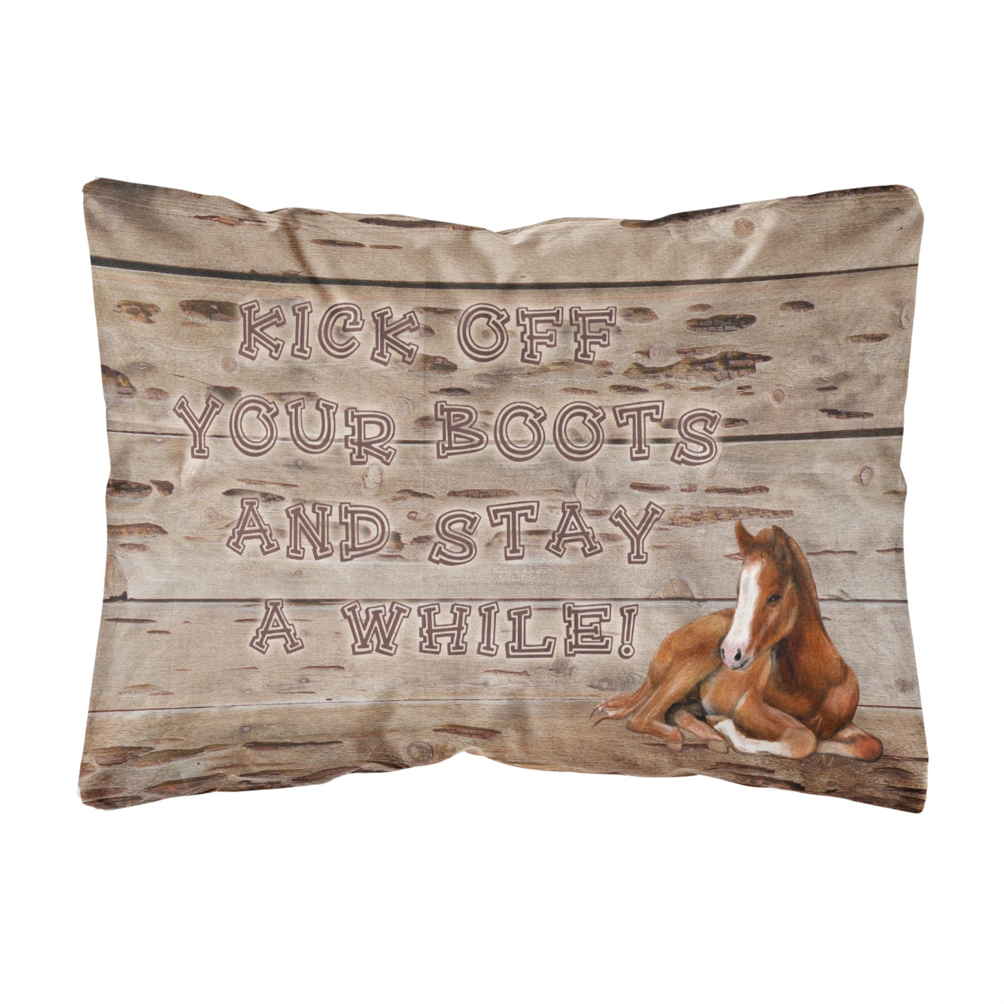 Carolines Treasures Kick Off Your Boots & Stay A While Canvas Fabric Decorative Pillow, Large, Multicolor