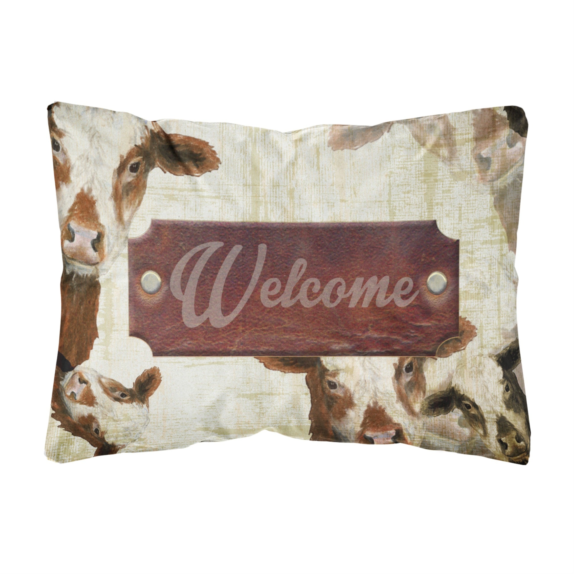 Carolines Treasures SB3065PW1216 Welcome cow Canvas Fabric Decorative Pillow, Large, Multicolor