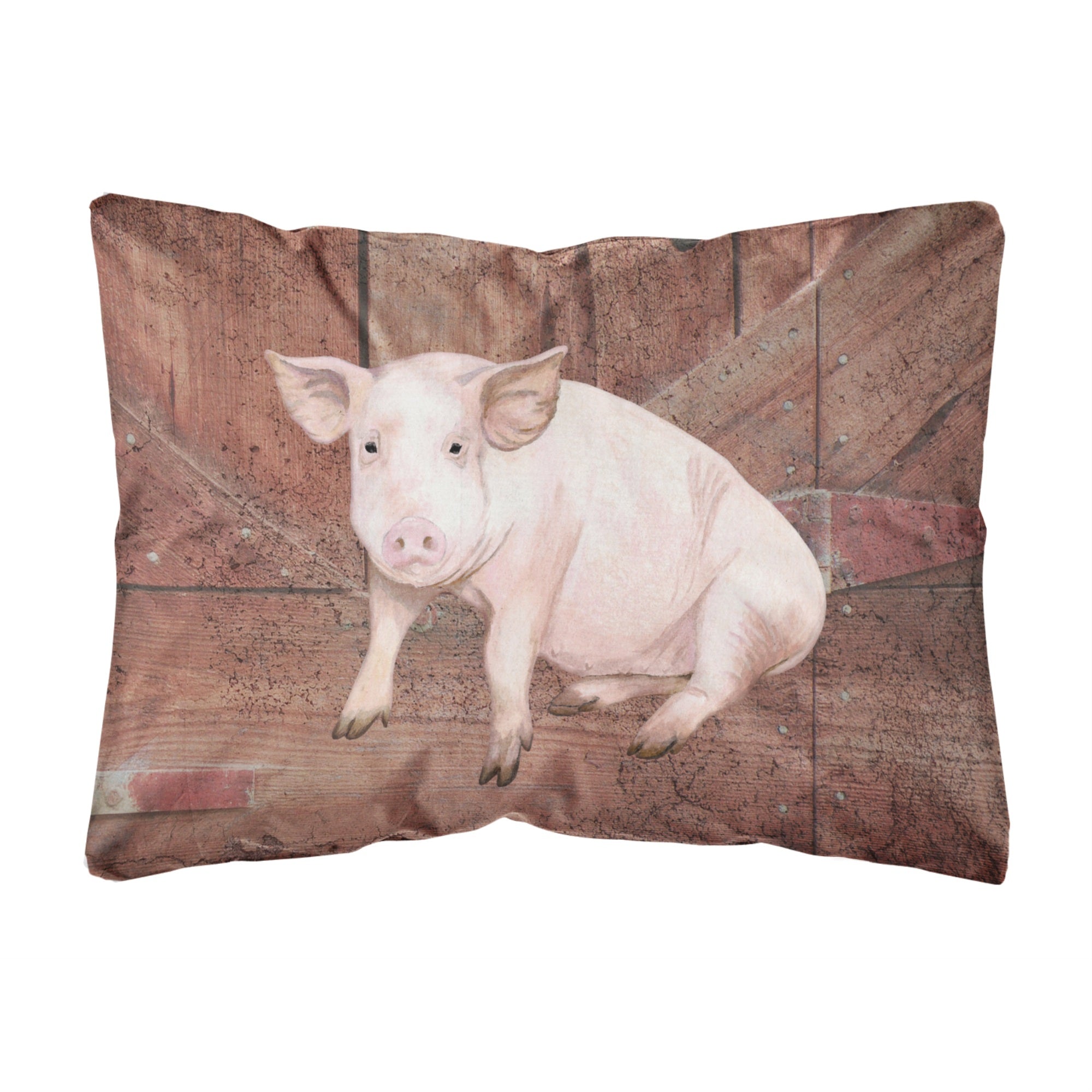Carolines Treasures SB3072PW1216 Pig at the barn door Canvas Fabric Decorative Pillow, Large, Multicolor