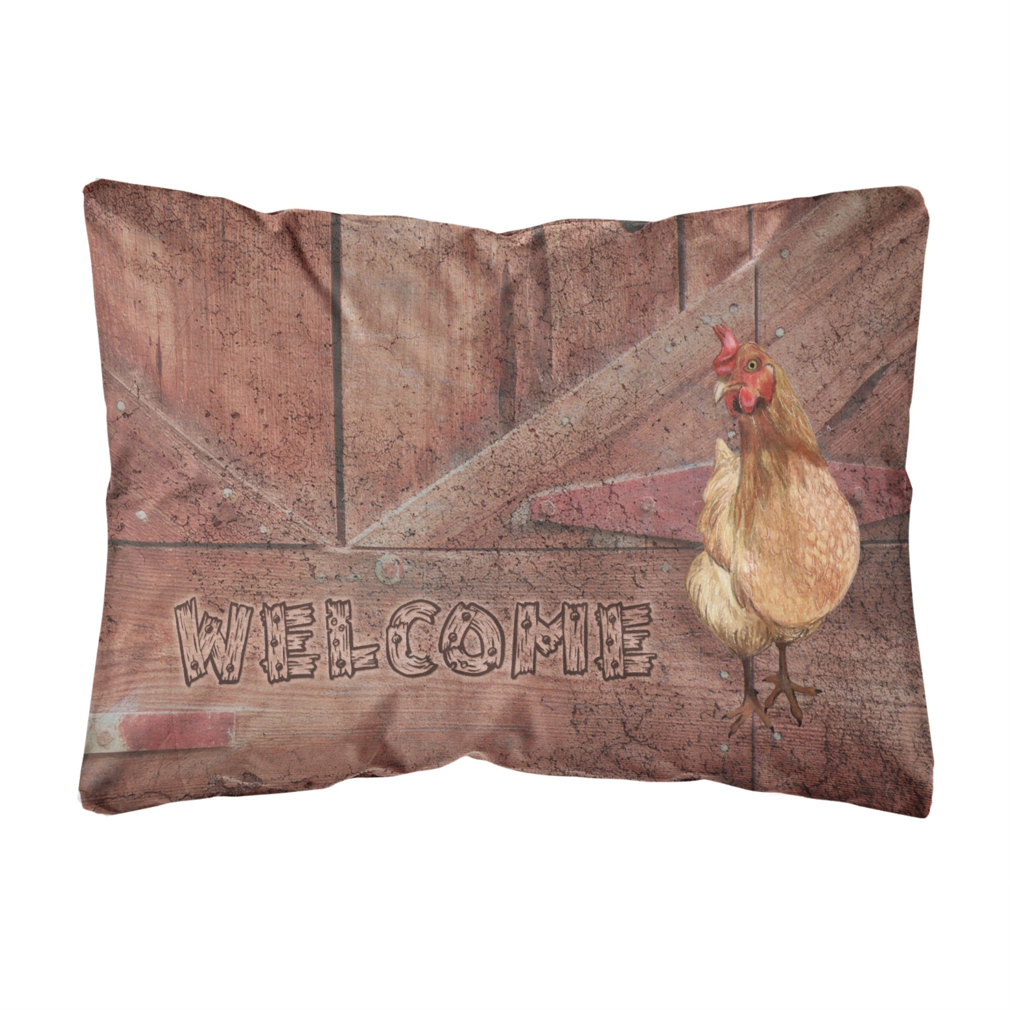 Carolines Treasures SB3075PW1216 Welcome Chicken Canvas Fabric Decorative Pillow, Large, Multicolor