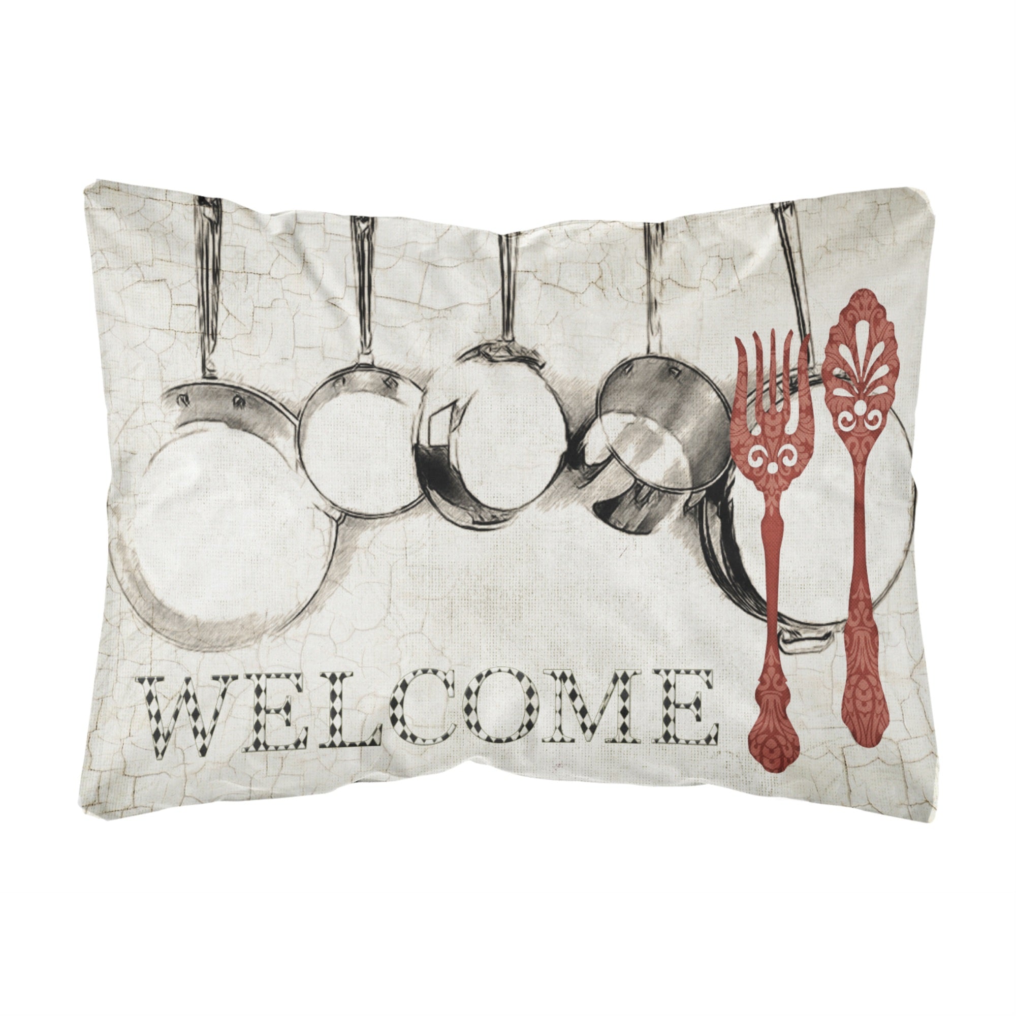 Carolines Treasures SB3087PW1216 Pots & Pans Welcome Canvas Fabric Decorative Pillow, Large, Multicolor