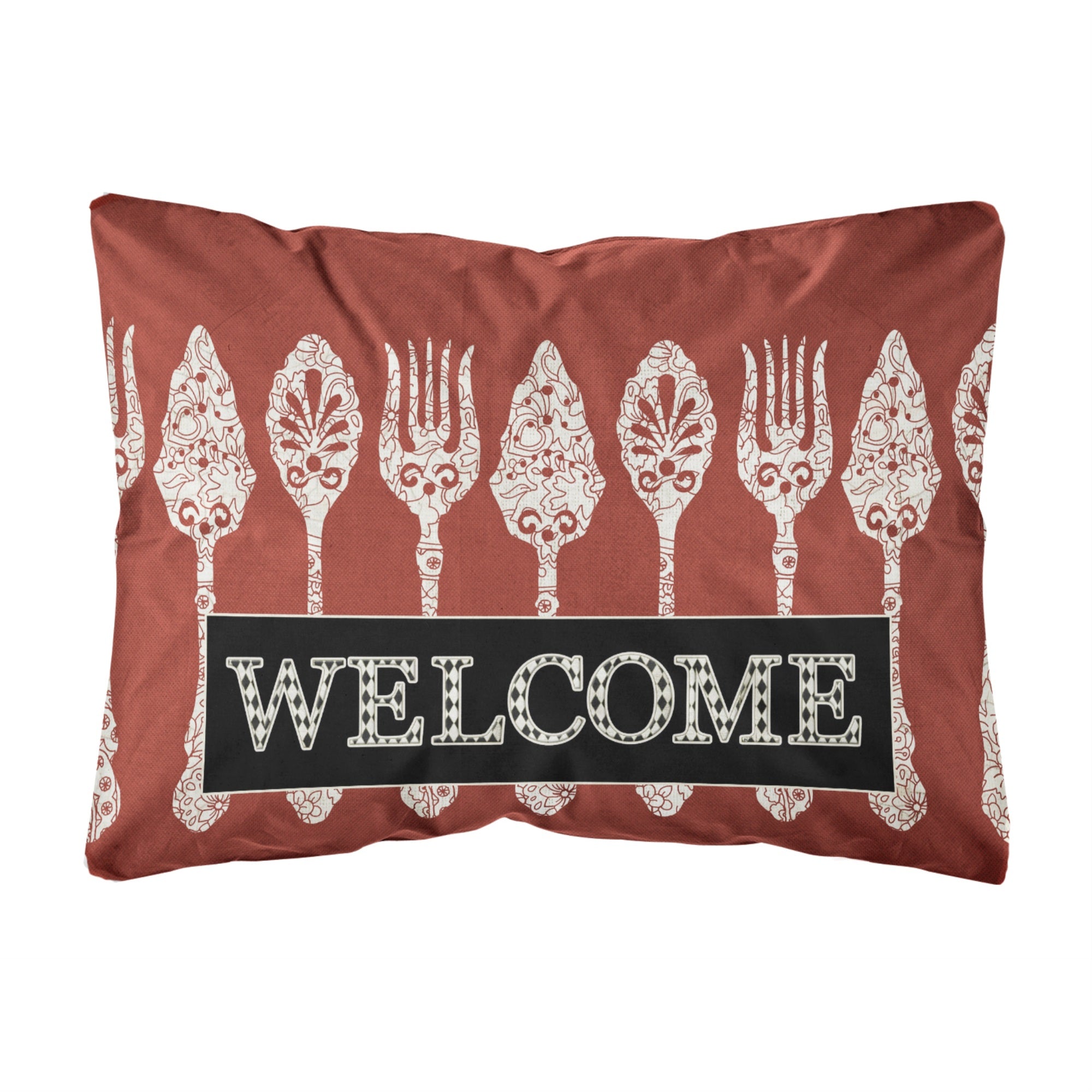 Carolines Treasures SB3090PW1216 Serving Spoons Welcome Canvas Fabric Decorative Pillow, Large, Multicolor