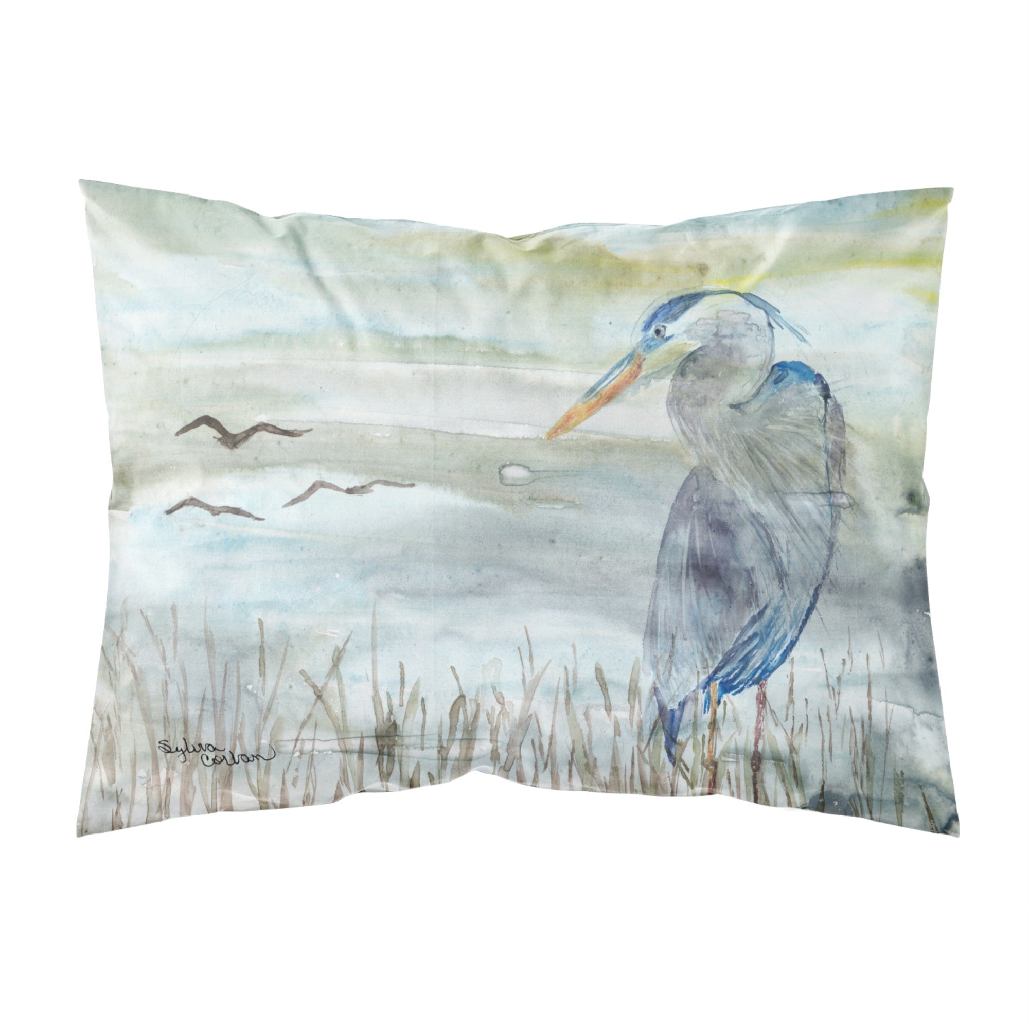 Carolines Treasures Blue Heron Watercolor Fabric Standard pillowcases, Multicolor