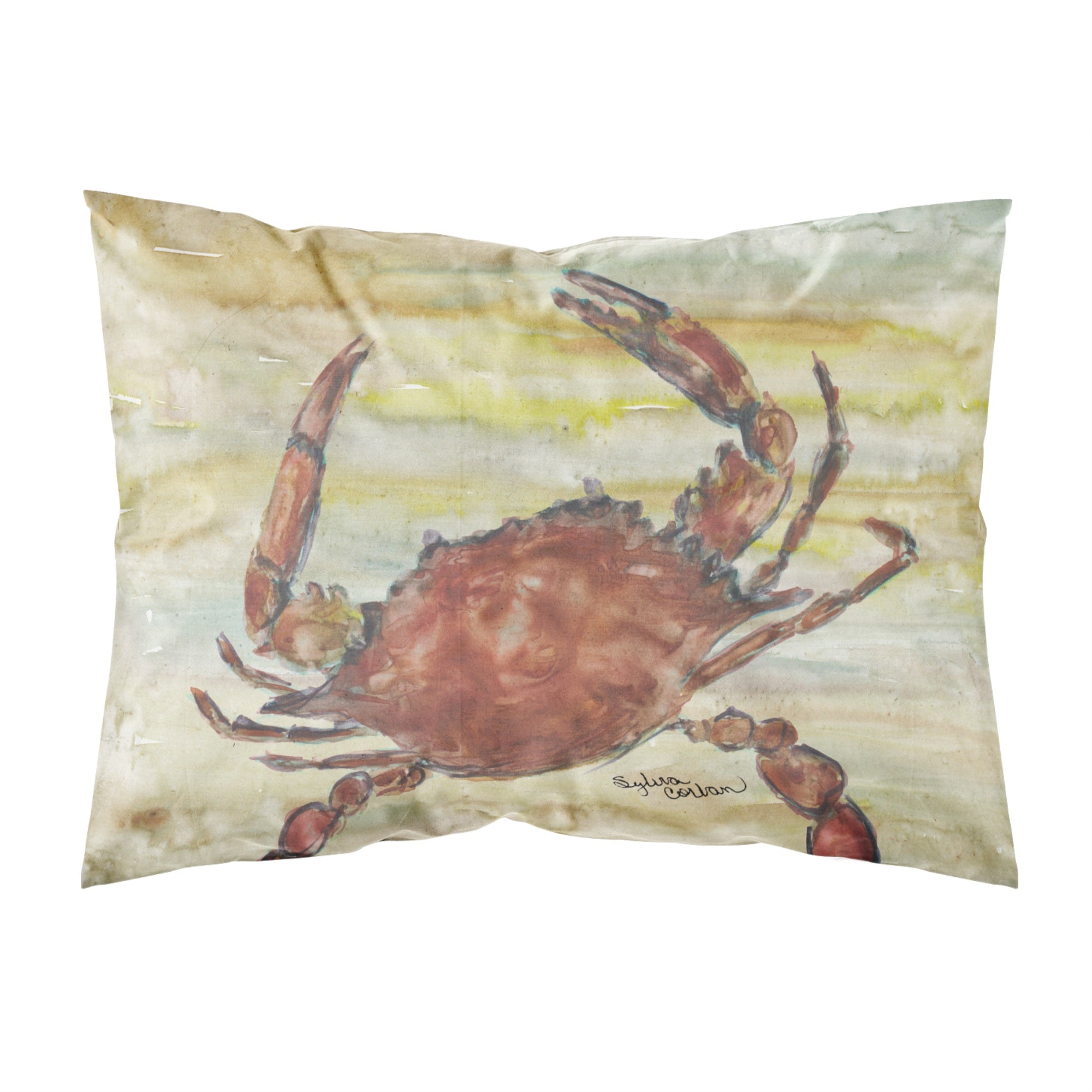 Carolines Treasures Cooked Crab Yellow Sky Fabric Standard pillowcases, Multicolor