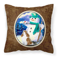 Carolines Treasures SS1001PW1414 Artist Snowman with Springer Spaniel Fabric Pillow, Large, Multicolor