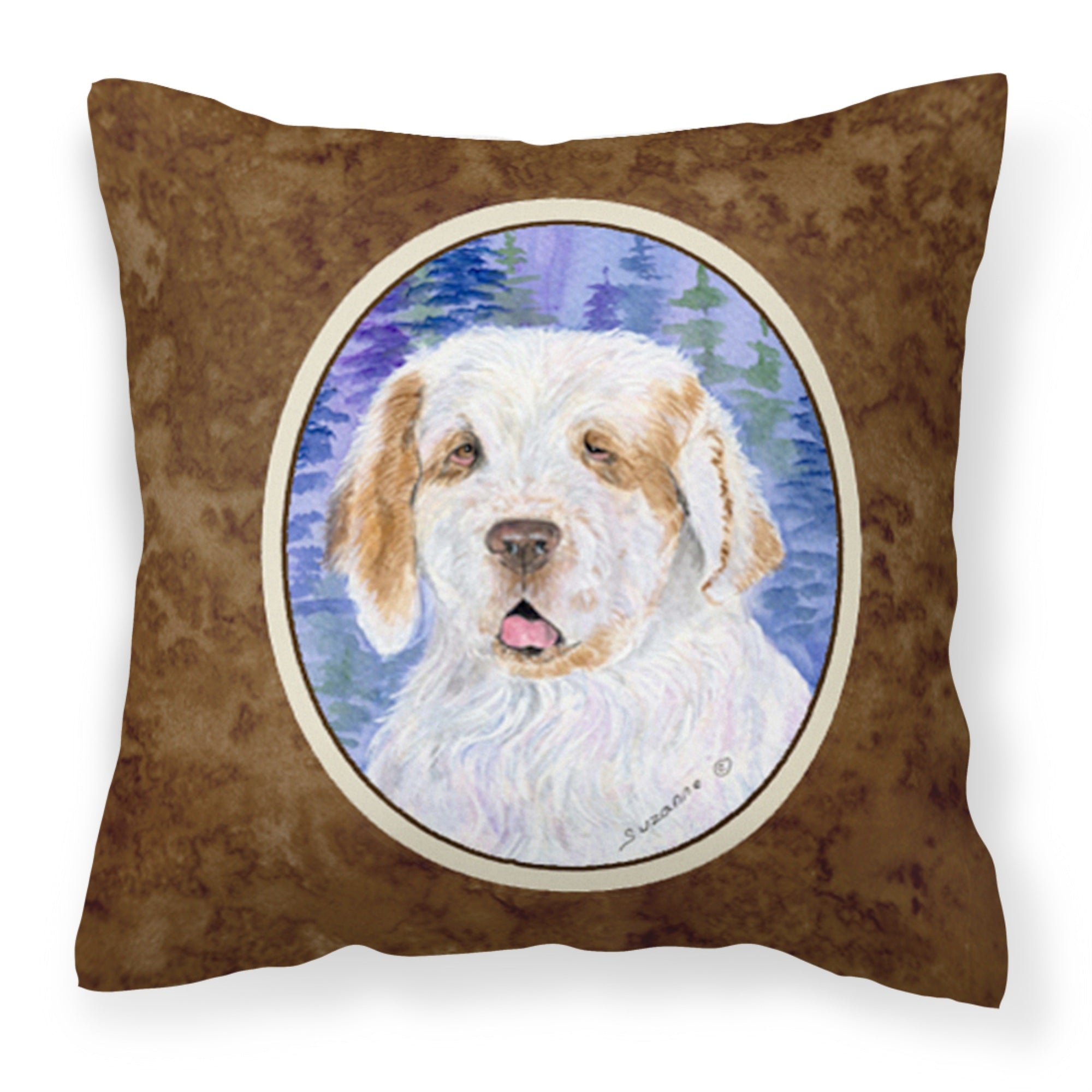 Carolines Treasures SS8008PW1414 Clumber Spaniel Decorative Canvas Fabric Pillow, Large, Multicolor