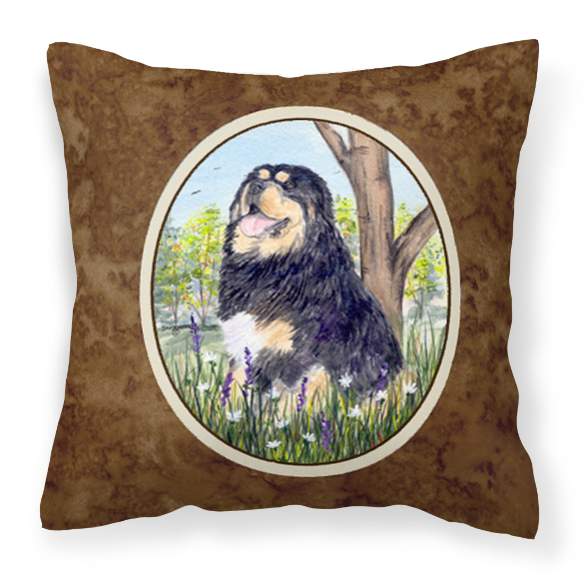 Carolines Treasures SS8106PW1414 Tibetan Mastiff Decorative Canvas Fabric Pillow, Large, Multicolor