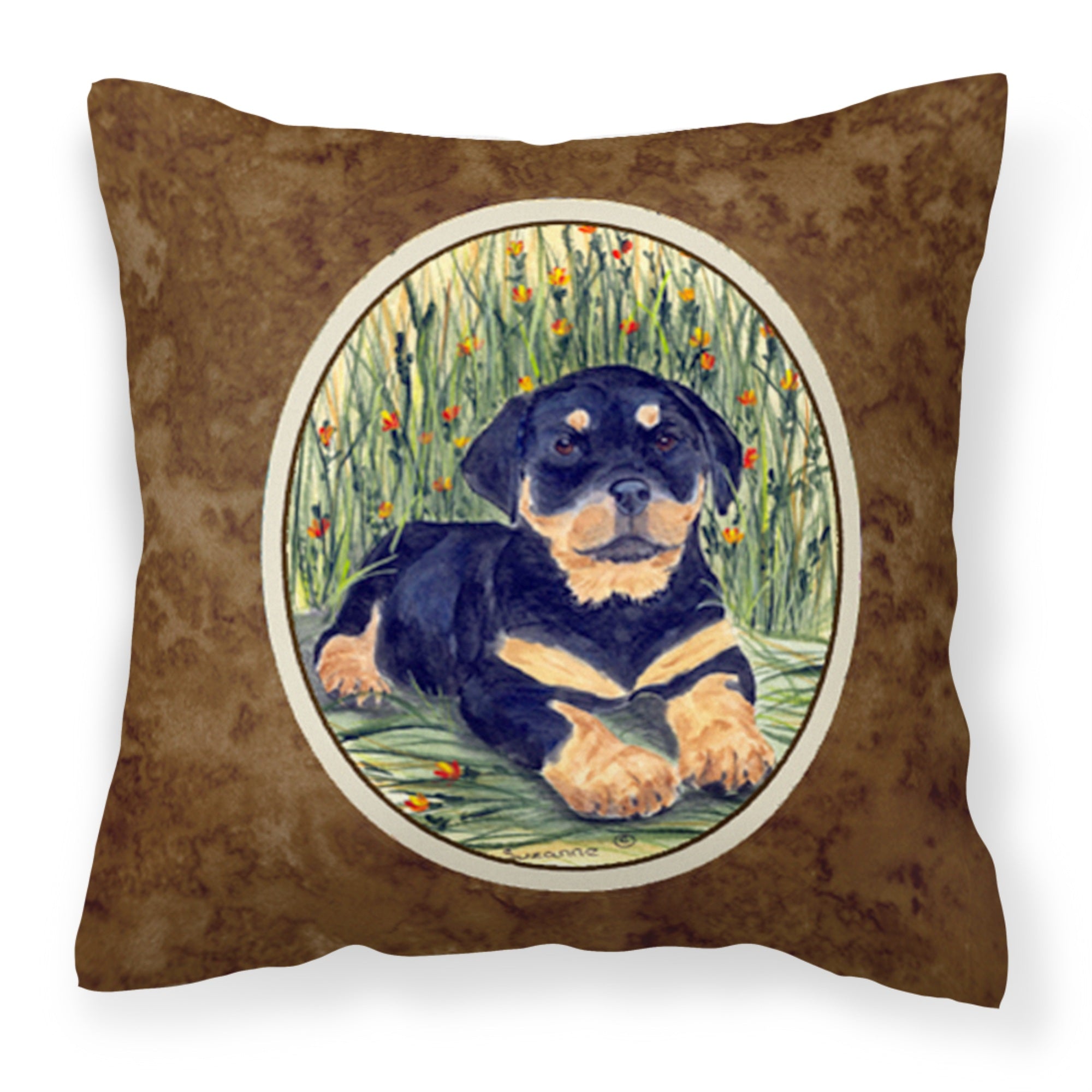 Carolines Treasures SS8107PW1414 Rottweiler Decorative Canvas Fabric Pillow, Large, Multicolor
