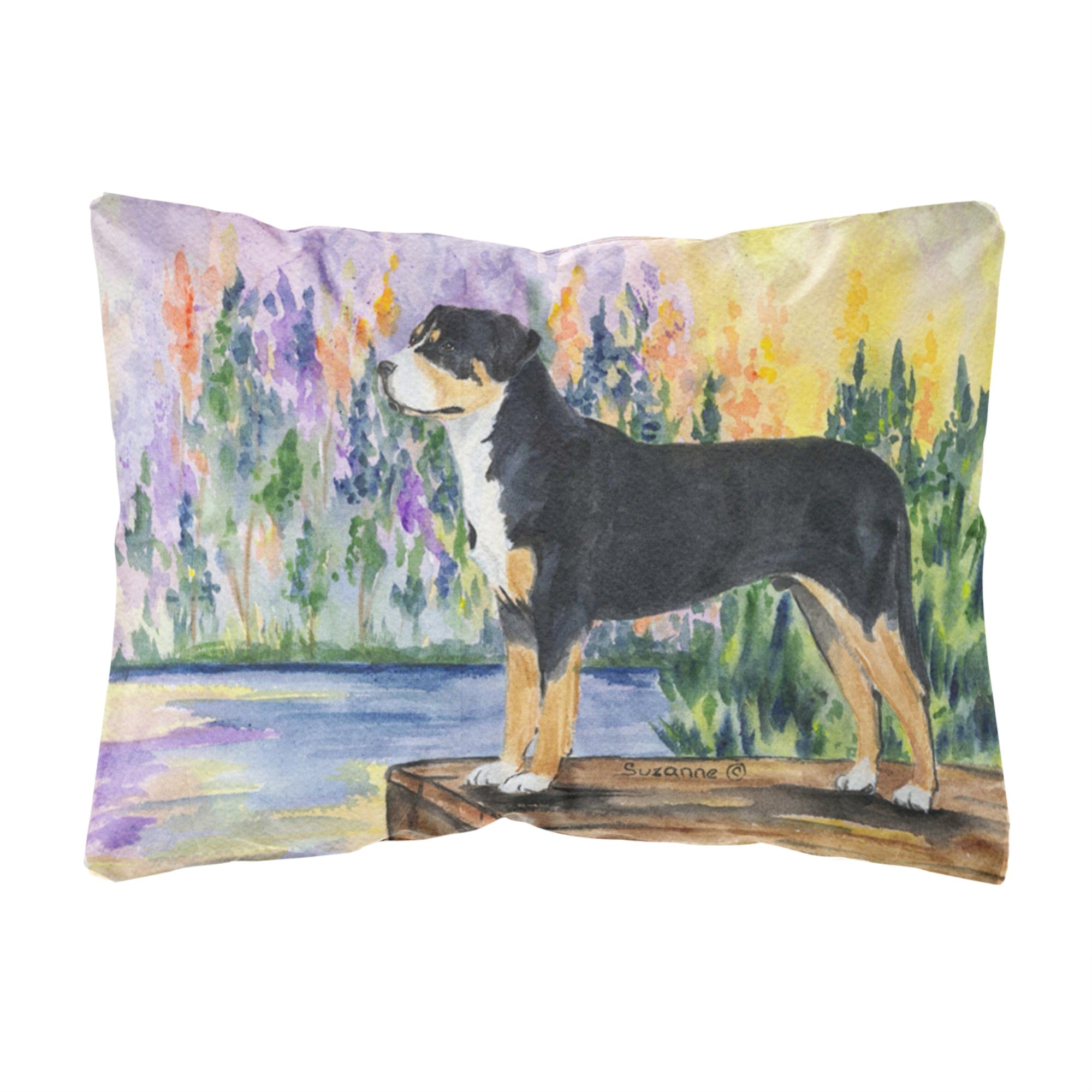 Carolines Treasures Greater Swiss Mountain Dog Decorative Canvas Fabric Pillow, Large, Multicolor