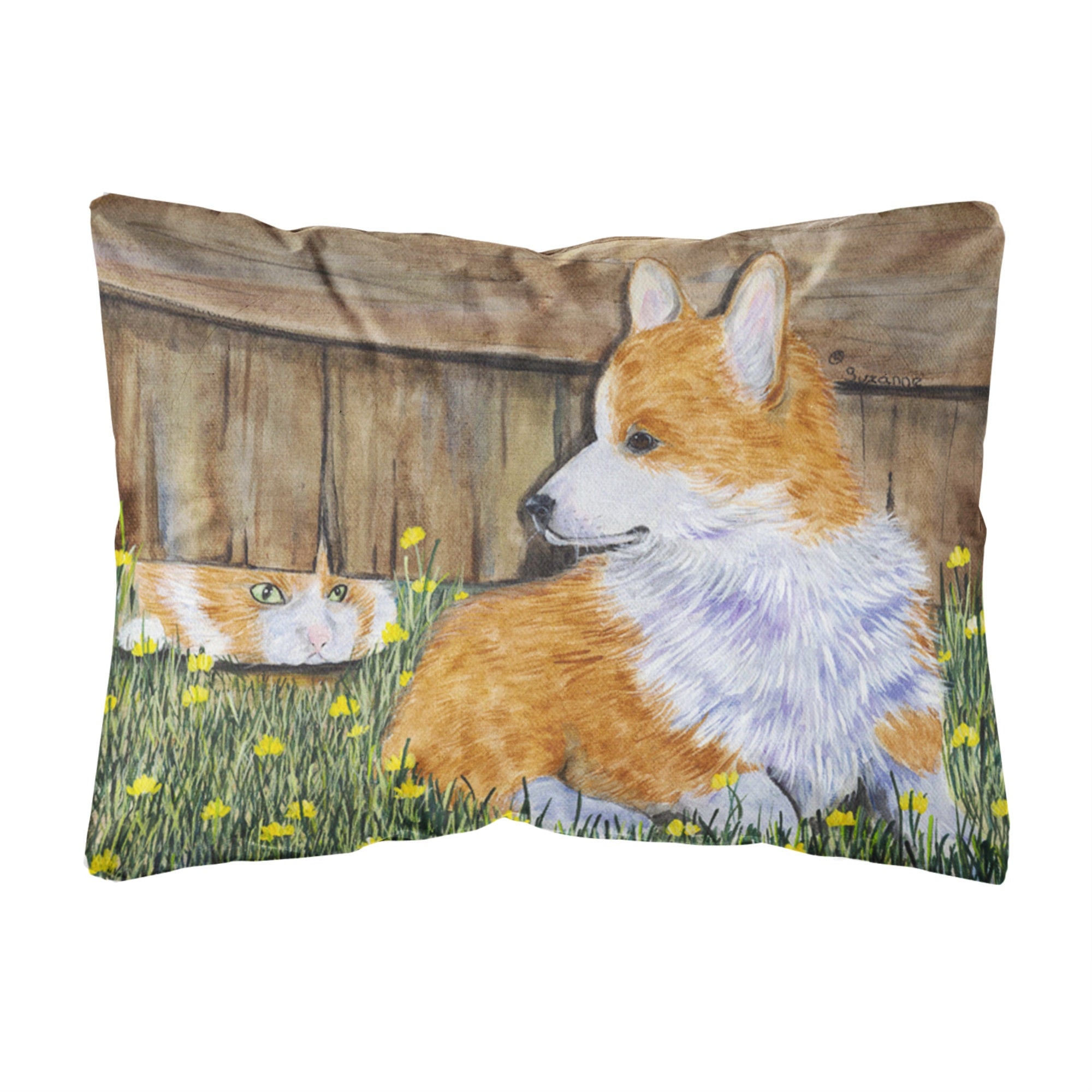 Carolines Treasures SS8213PW1216 Corgi Decorative Canvas Fabric Pillow, Large, Multicolor