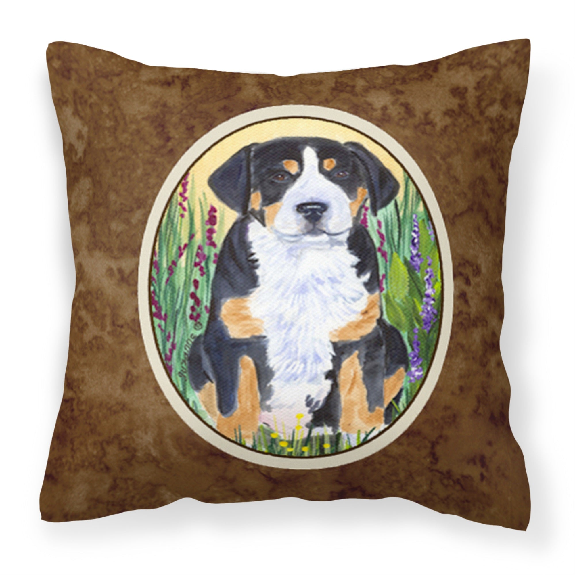 Carolines Treasures SS8217PW1414 Greater Swiss Mountain Dog Fabric Pillow, Large, Multicolor