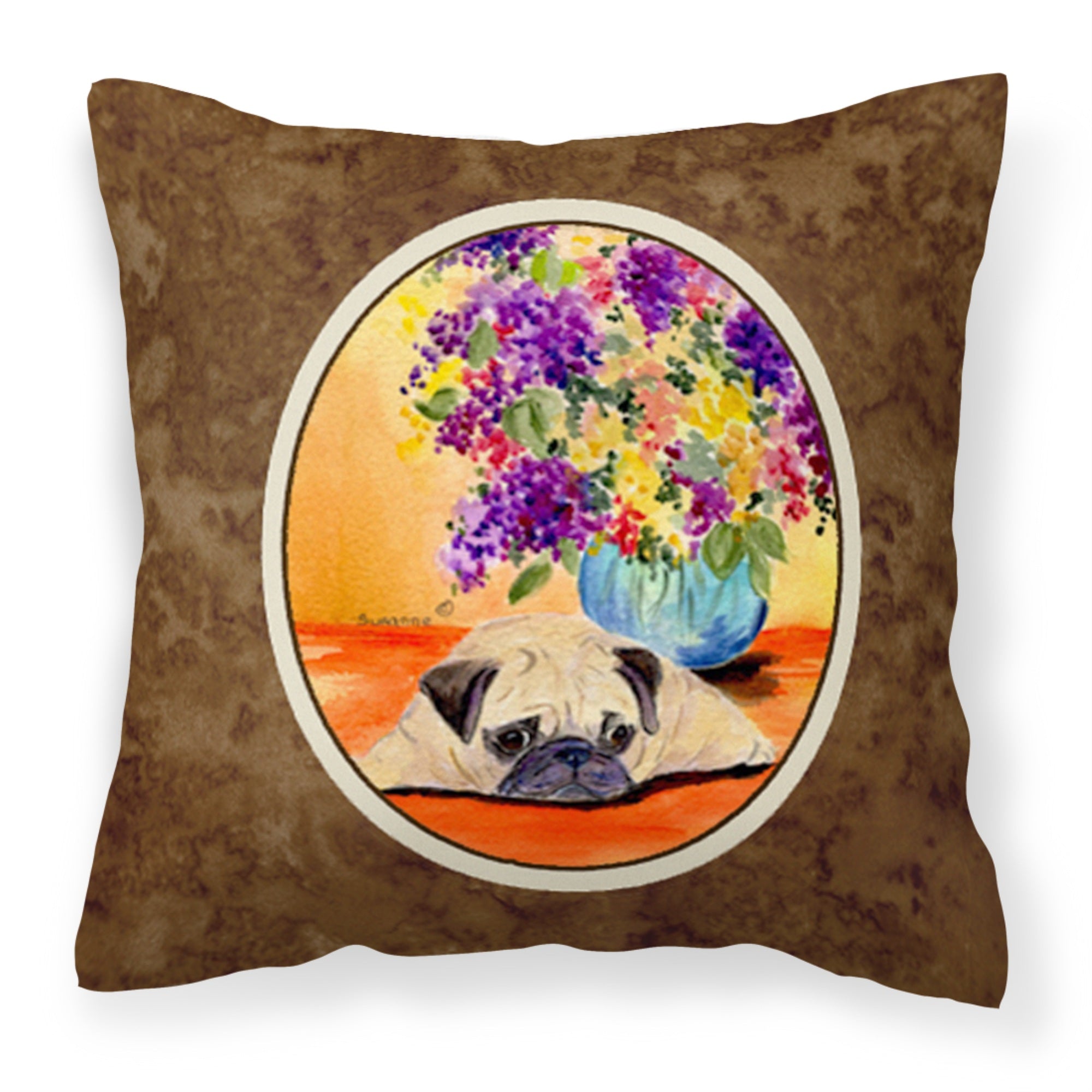 Carolines Treasures SS8294PW1414 Pug Decorative Canvas Fabric Pillow, Large, Multicolor