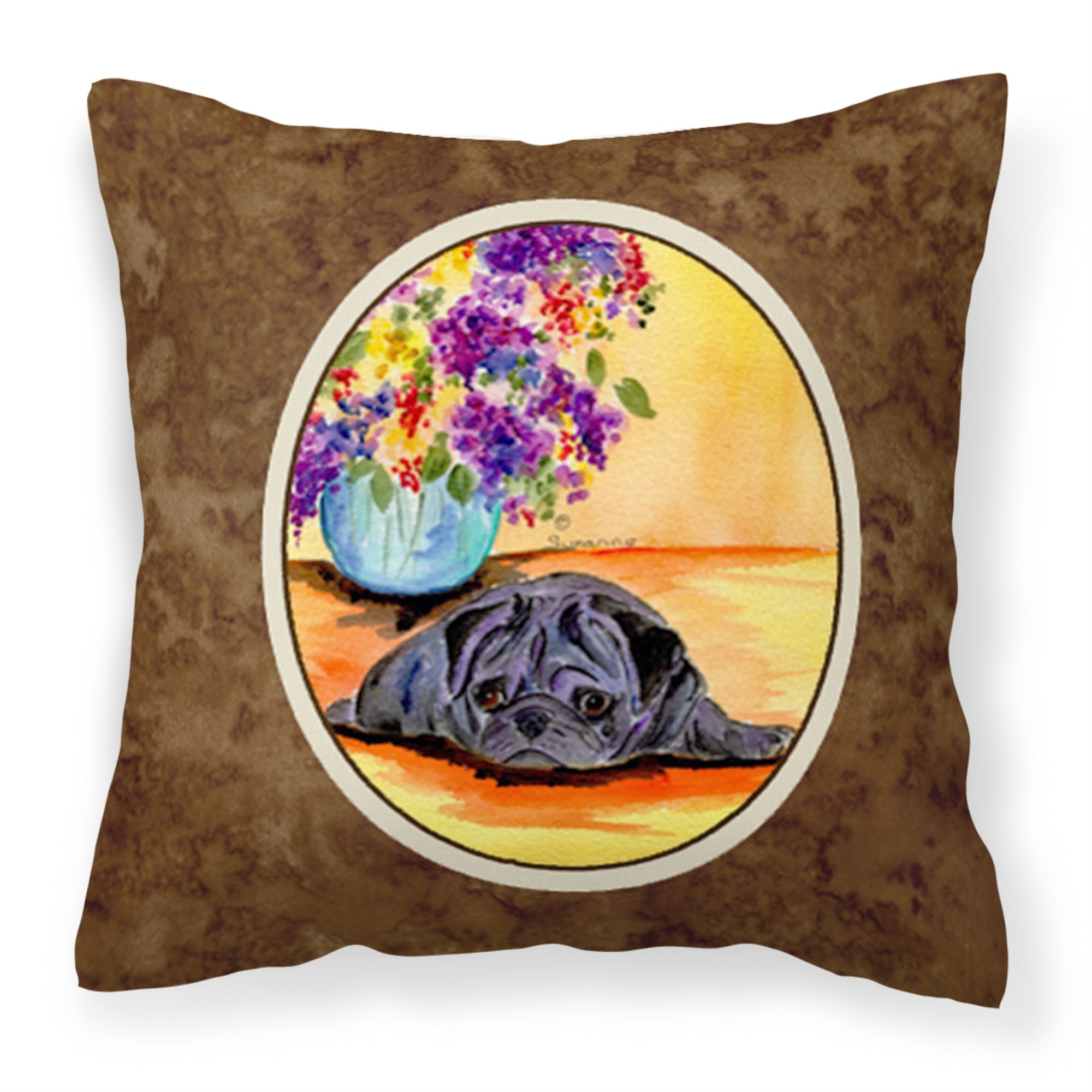 Carolines Treasures SS8298PW1414 Pug Decorative Canvas Fabric Pillow, Large, Multicolor