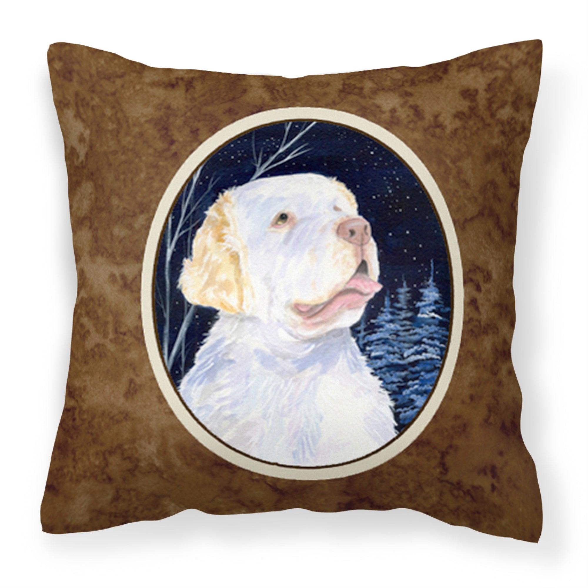 Carolines Treasures SS8356PW1414 Starry Night Clumber Spaniel Fabric Pillow, Large, Multicolor