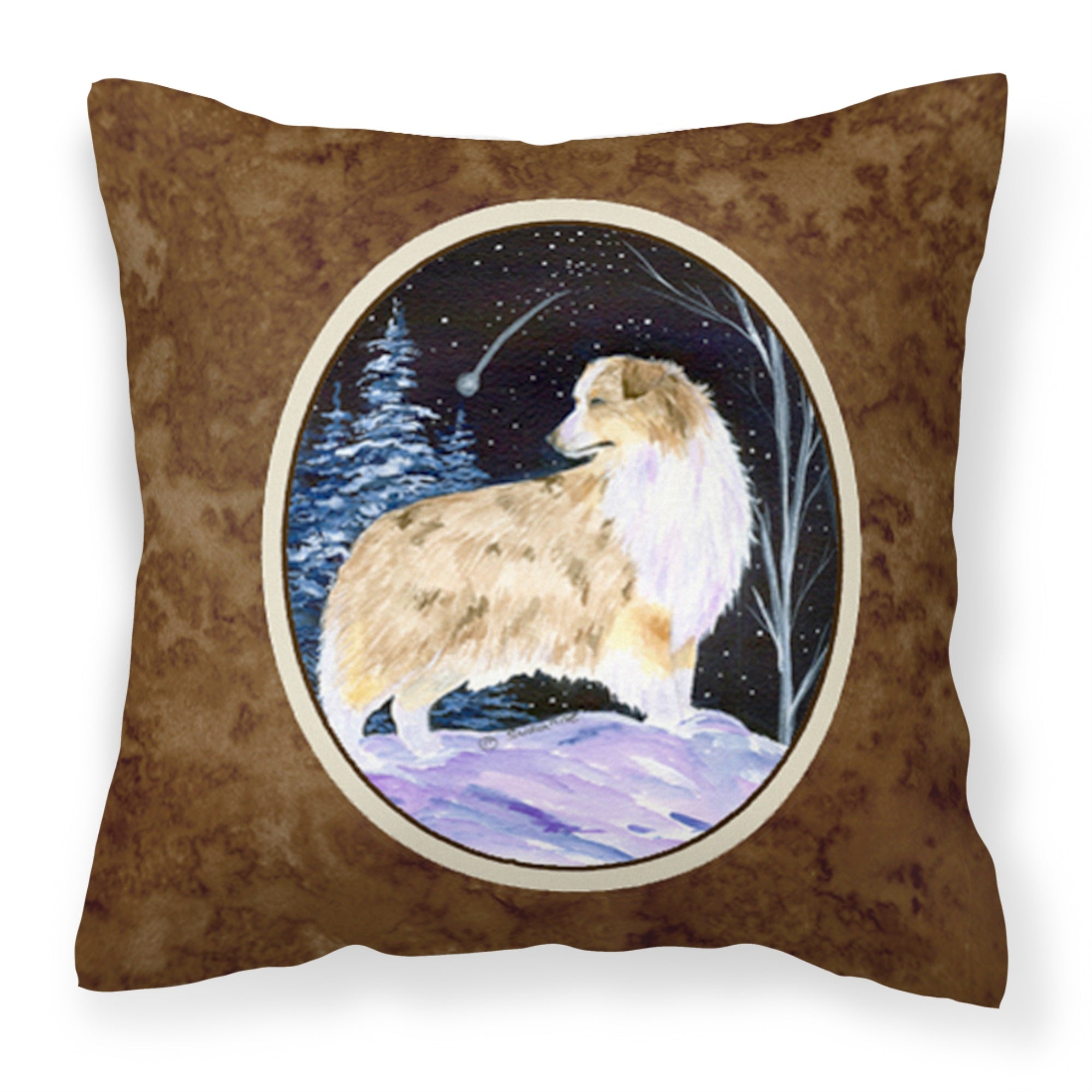 Carolines Treasures SS8359PW1414 Starry Night Australian Shepherd Fabric Pillow, Large, Multicolor