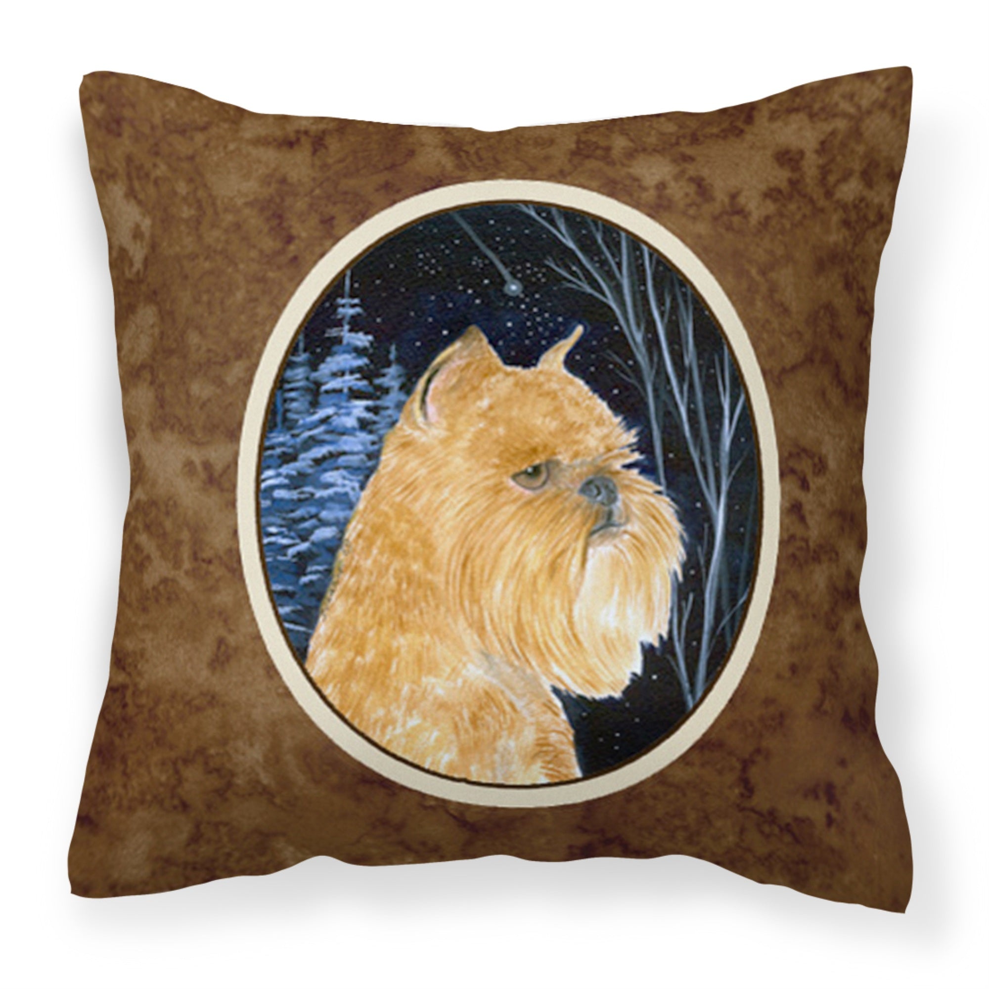 Carolines Treasures SS8362PW1414 Starry Night Brussels Griffon Fabric Pillow, Large, Multicolor