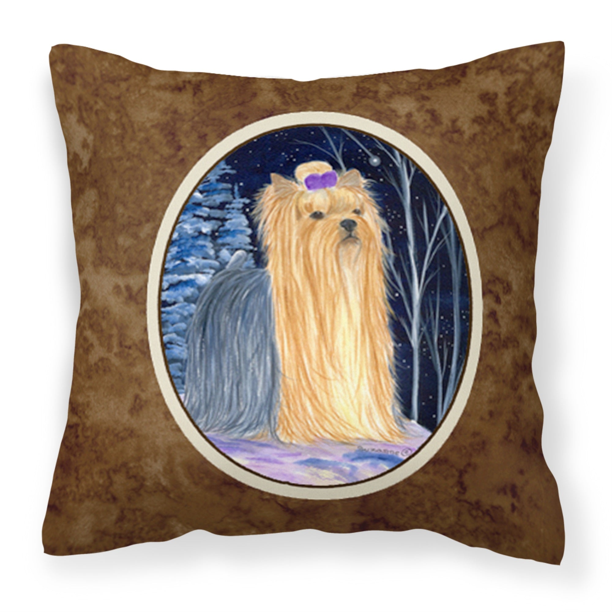 Carolines Treasures SS8365PW1414 Starry Night Yorkie Decorative Canvas Fabric Pillow, Large, Multicolor