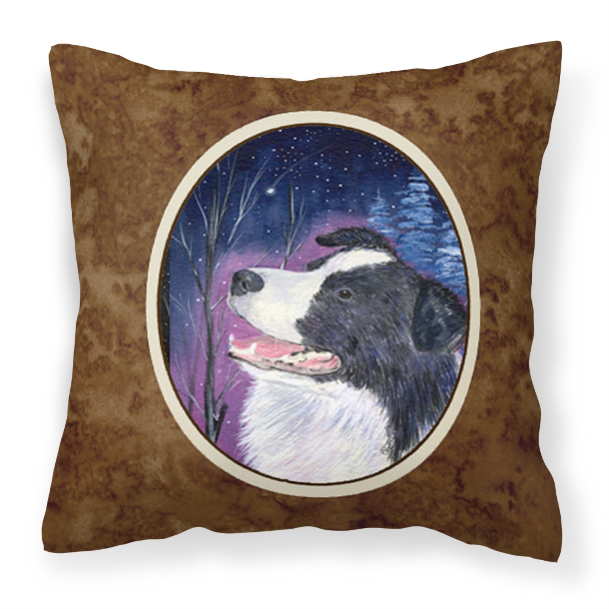 Carolines Treasures SS8369PW1414 Starry Night Border Collie Fabric Pillow, Large, Multicolor