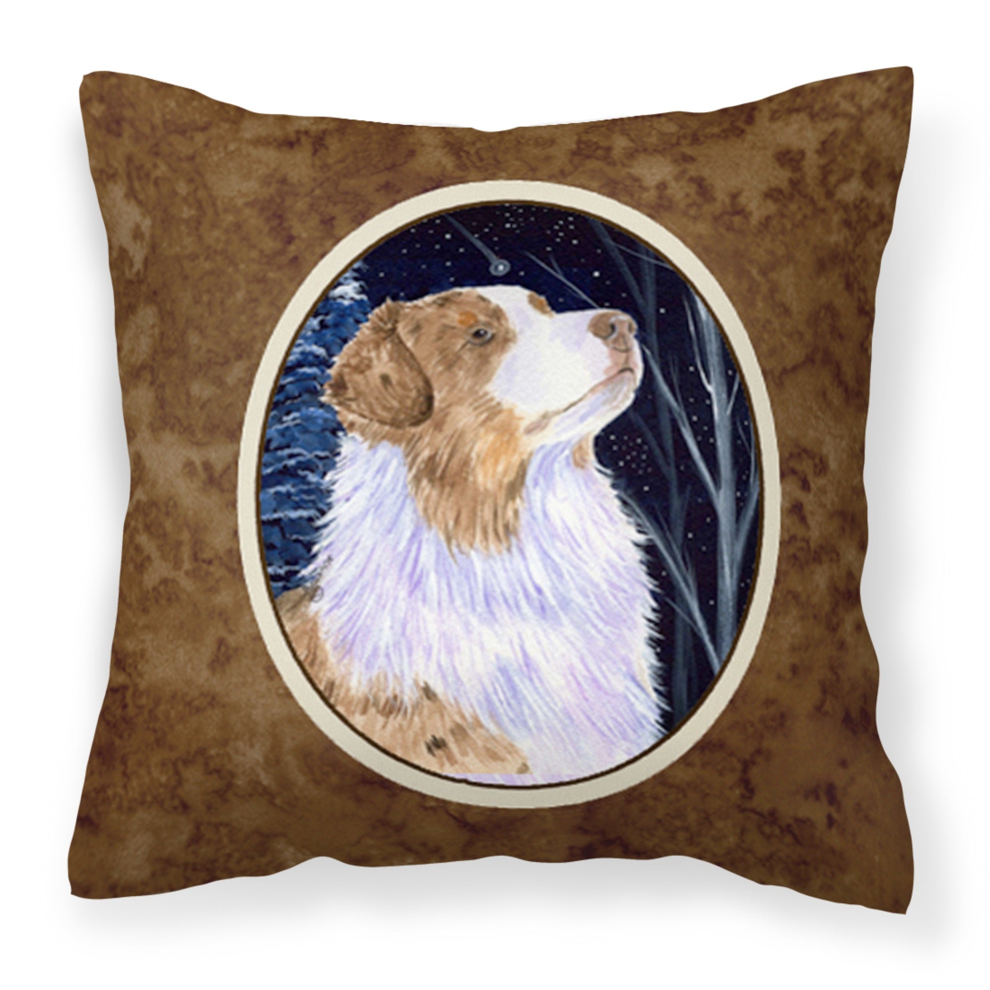 Carolines Treasures SS8375PW1414 Starry Night Australian Shepherd Fabric Pillow, Large, Multicolor