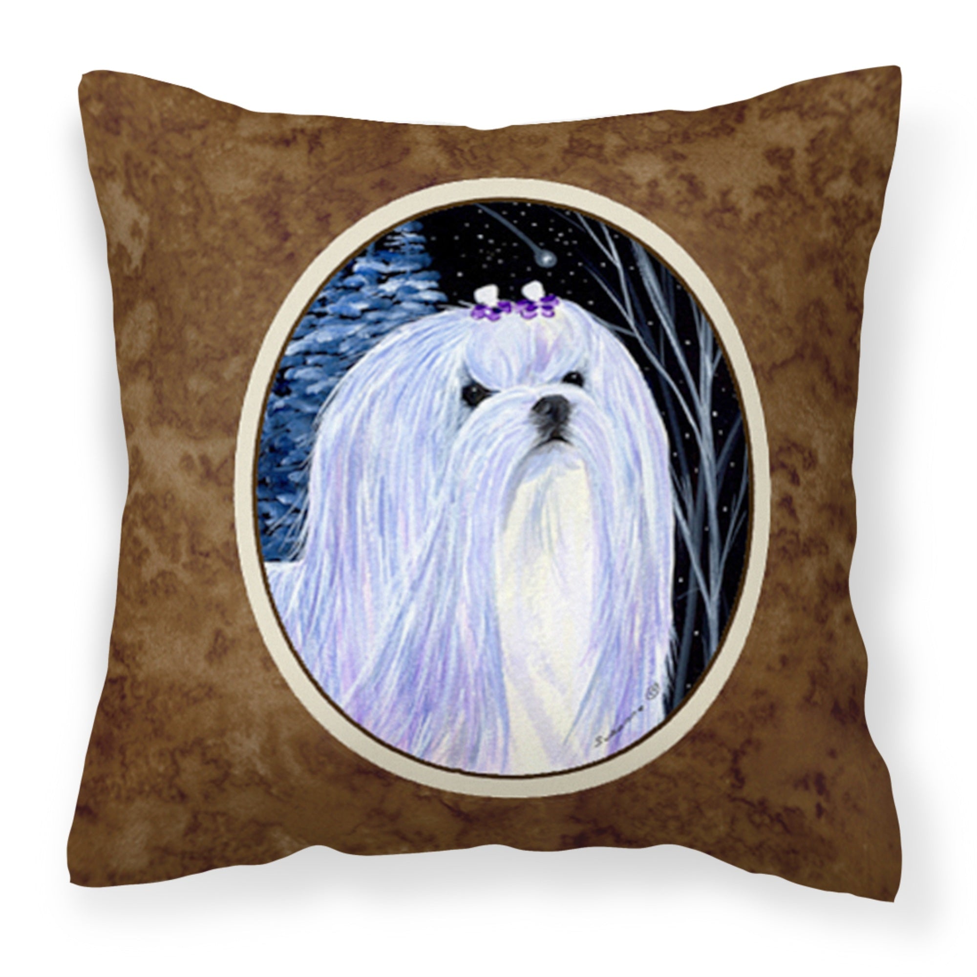 Carolines Treasures SS8378PW1414 Starry Night Maltese Decorative Canvas Fabric Pillow, Large, Multicolor