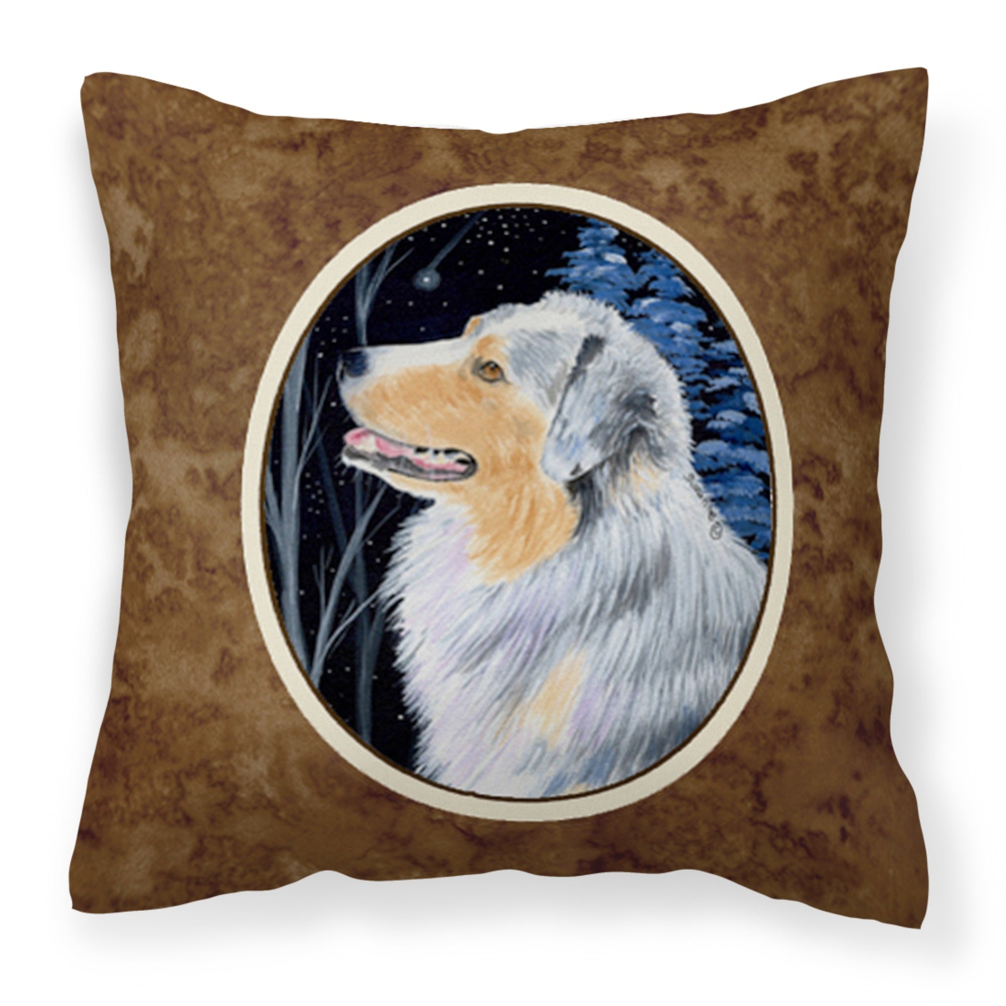 Carolines Treasures SS8382PW1414 Starry Night Australian Shepherd Fabric Pillow, Large, Multicolor