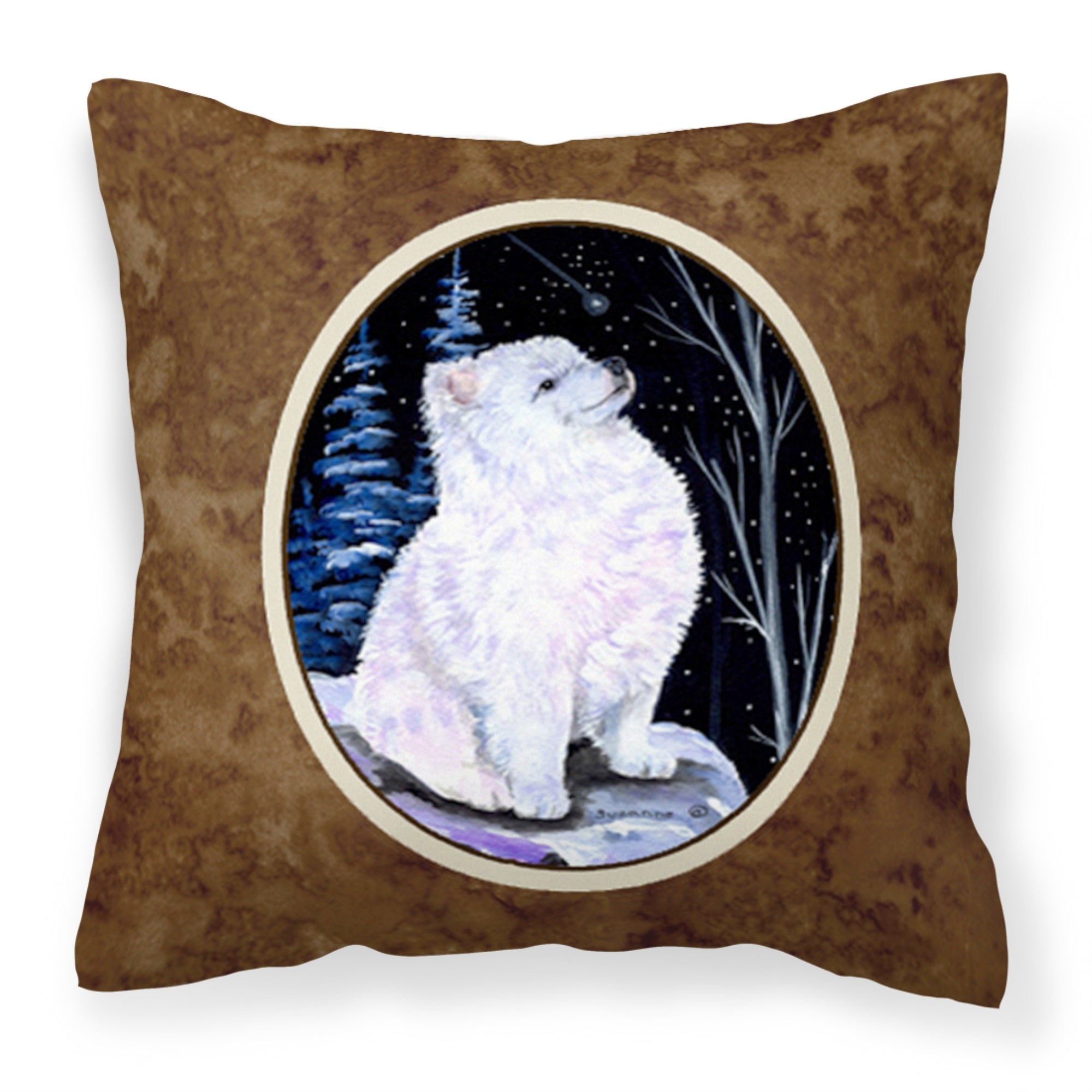 Carolines Treasures SS8389PW1414 Starry Night American Eskimo Fabric Pillow, Large, Multicolor