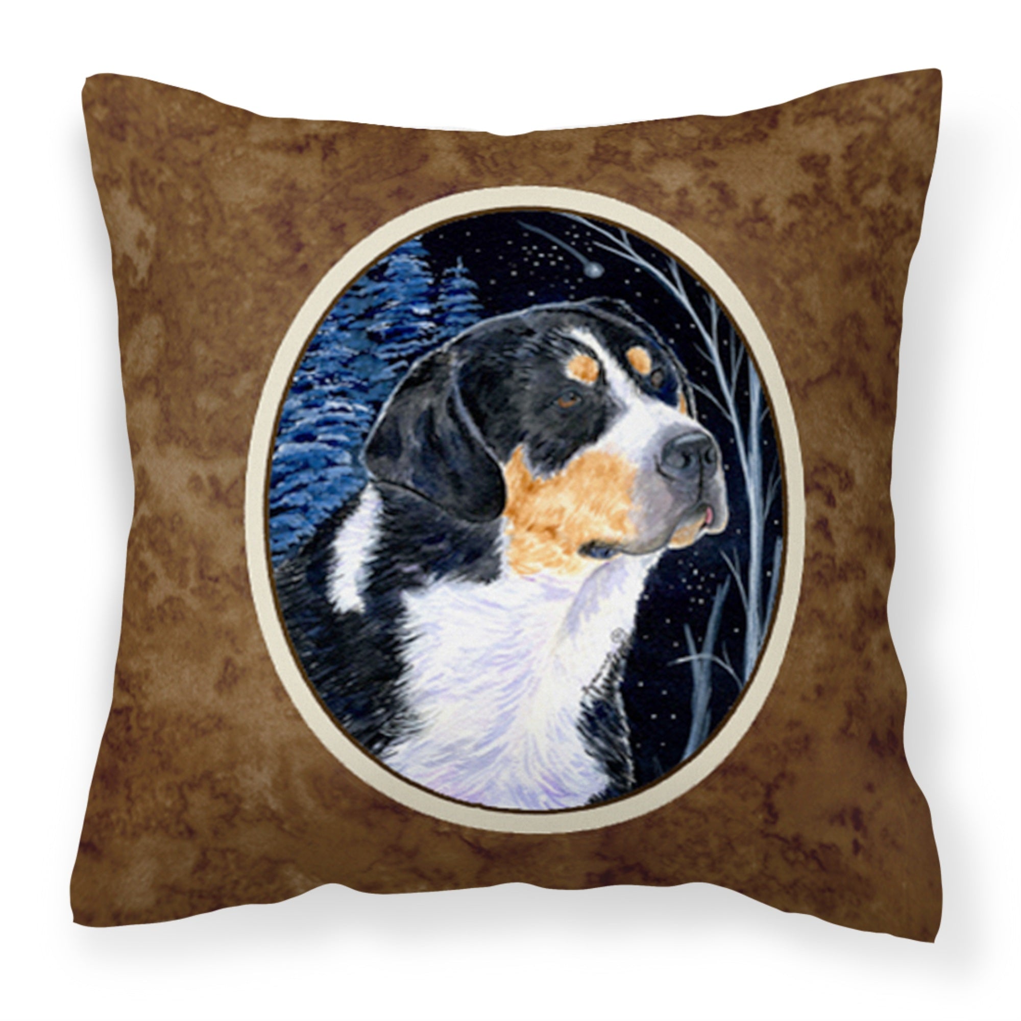 Carolines Treasures SS8393PW1414 Starry Night Bernese Mountain Dog Fabric Pillow, Large, Multicolor