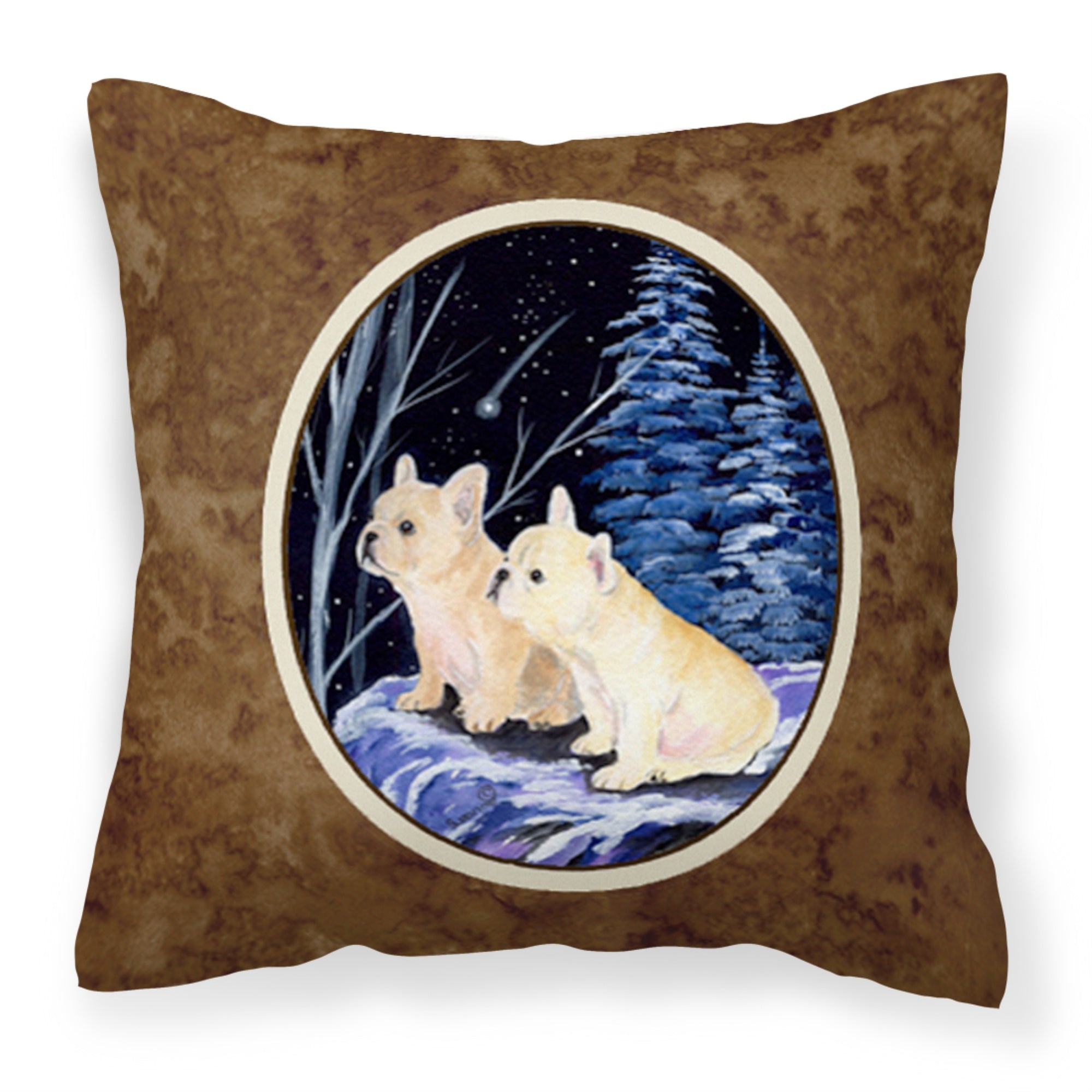 Carolines Treasures SS8395PW1414 Starry Night French Bulldog Fabric Pillow, Large, Multicolor