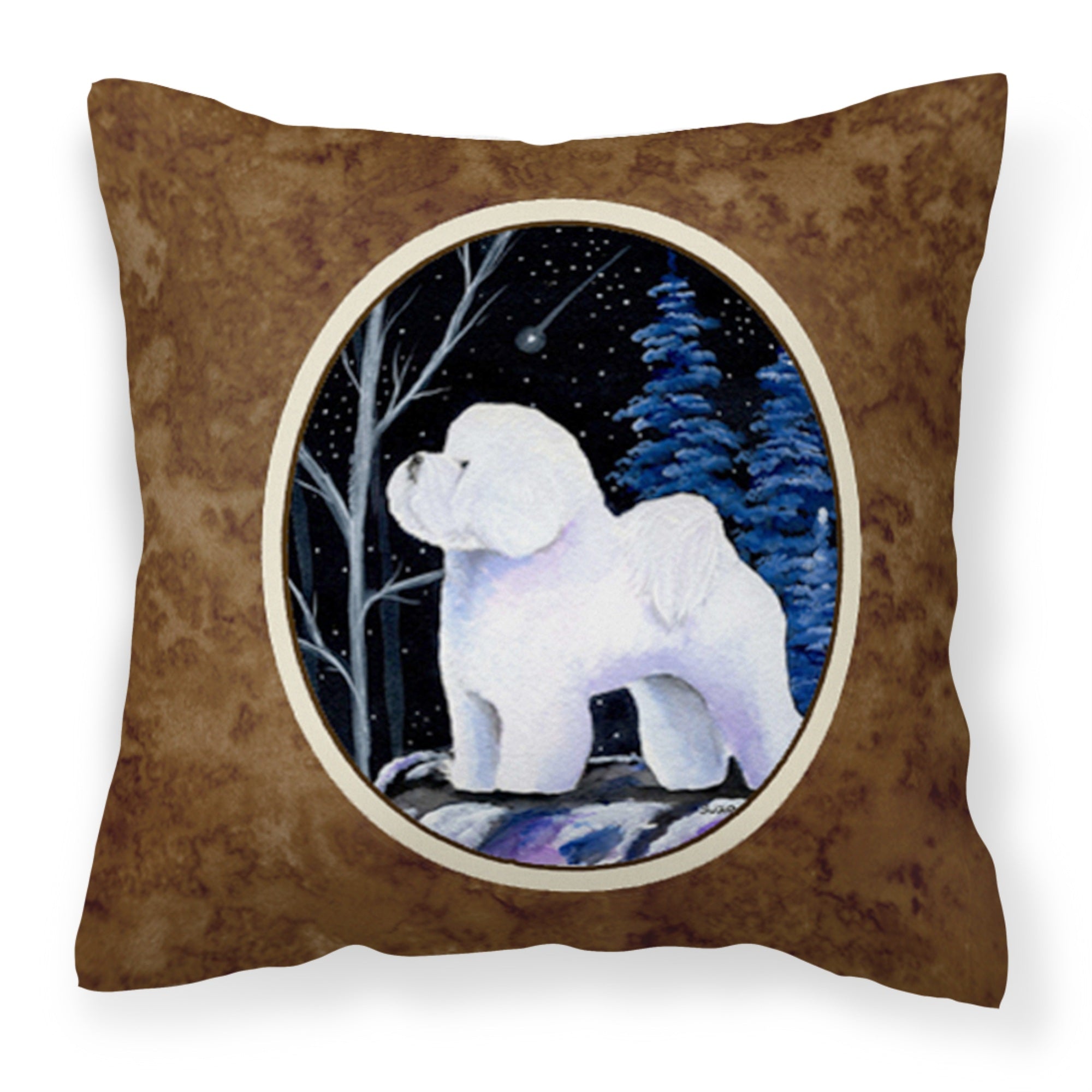 Carolines Treasures SS8397PW1414 Starry Night Bichon Frise Decorative Canvas Fabric Pillow, Large, Multicolor