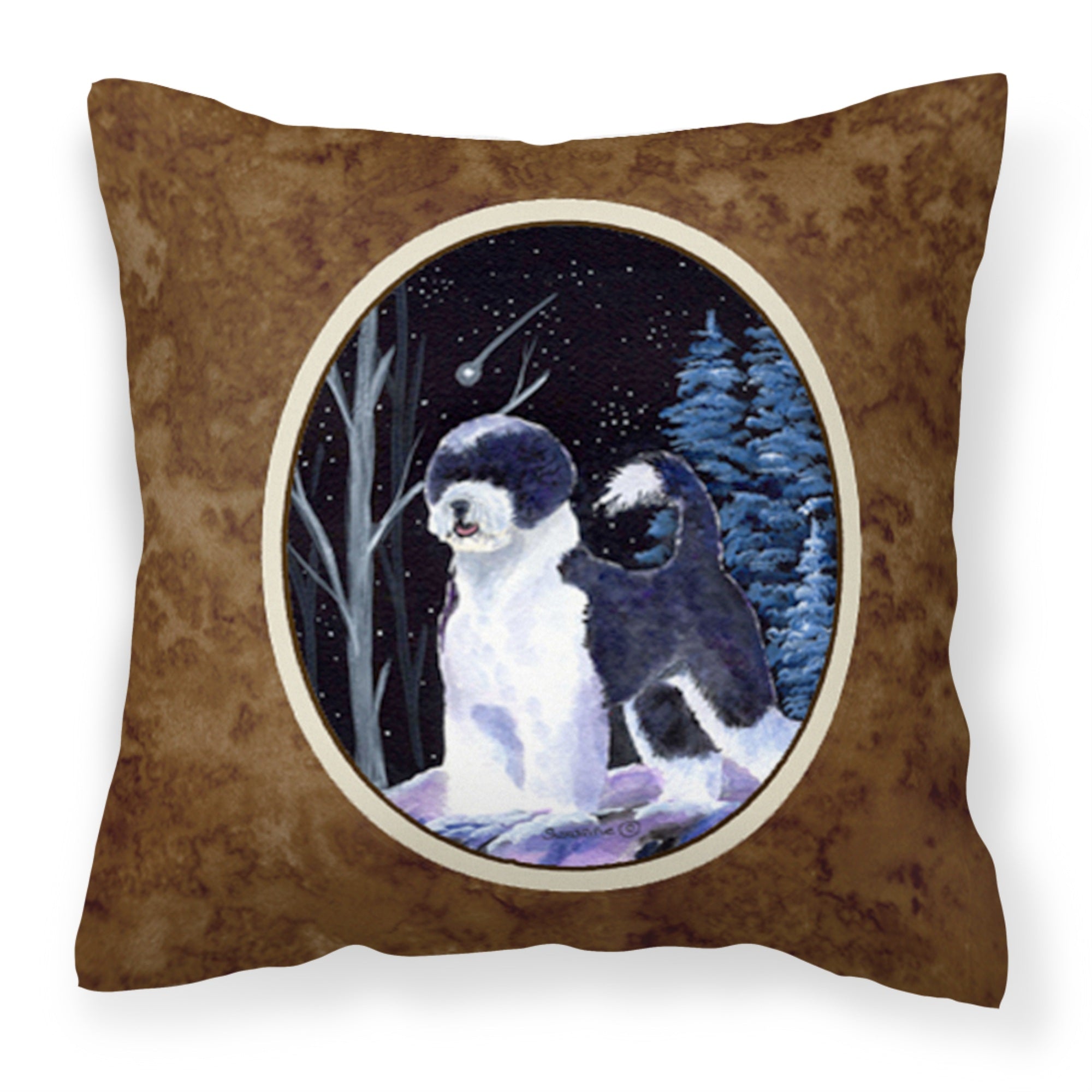 Carolines Treasures SS8399PW1414 Starry Night Portuguese Water Dog Fabric Pillow, Large, Multicolor