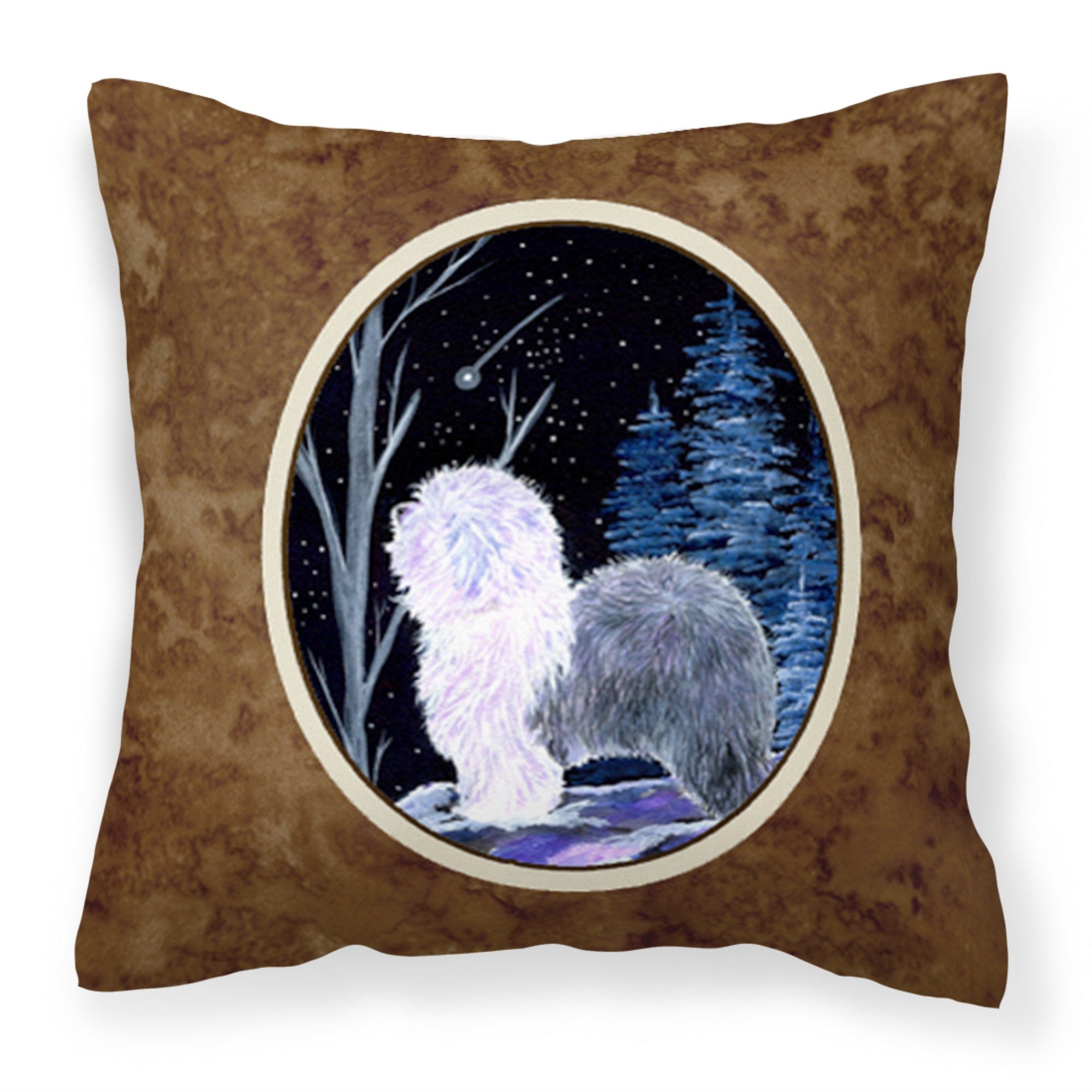 Carolines Treasures SS8401PW1414 Starry Night Old English Sheepdog Fabric Pillow, Large, Multicolor