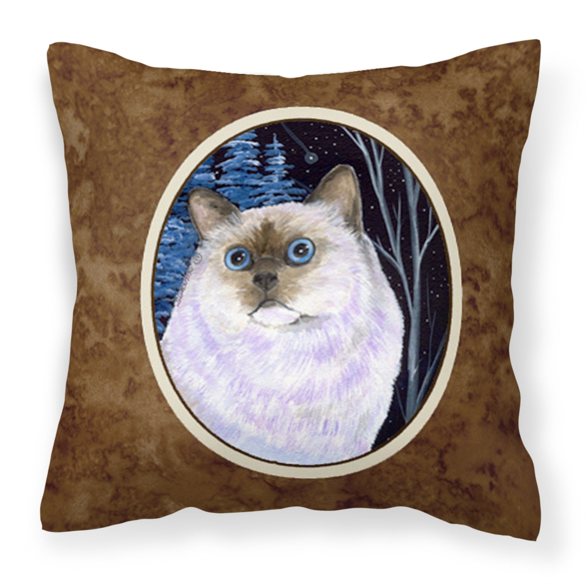 Carolines Treasures SS8403PW1414 Starry Night Cat Birman Decorative Canvas Fabric Pillow, Large, Multicolor