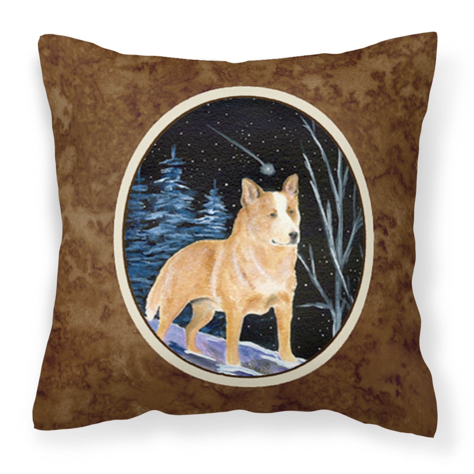 Carolines Treasures SS8407PW1414 Starry Night Australian Cattle Dog Fabric Pillow, Large, Multicolor