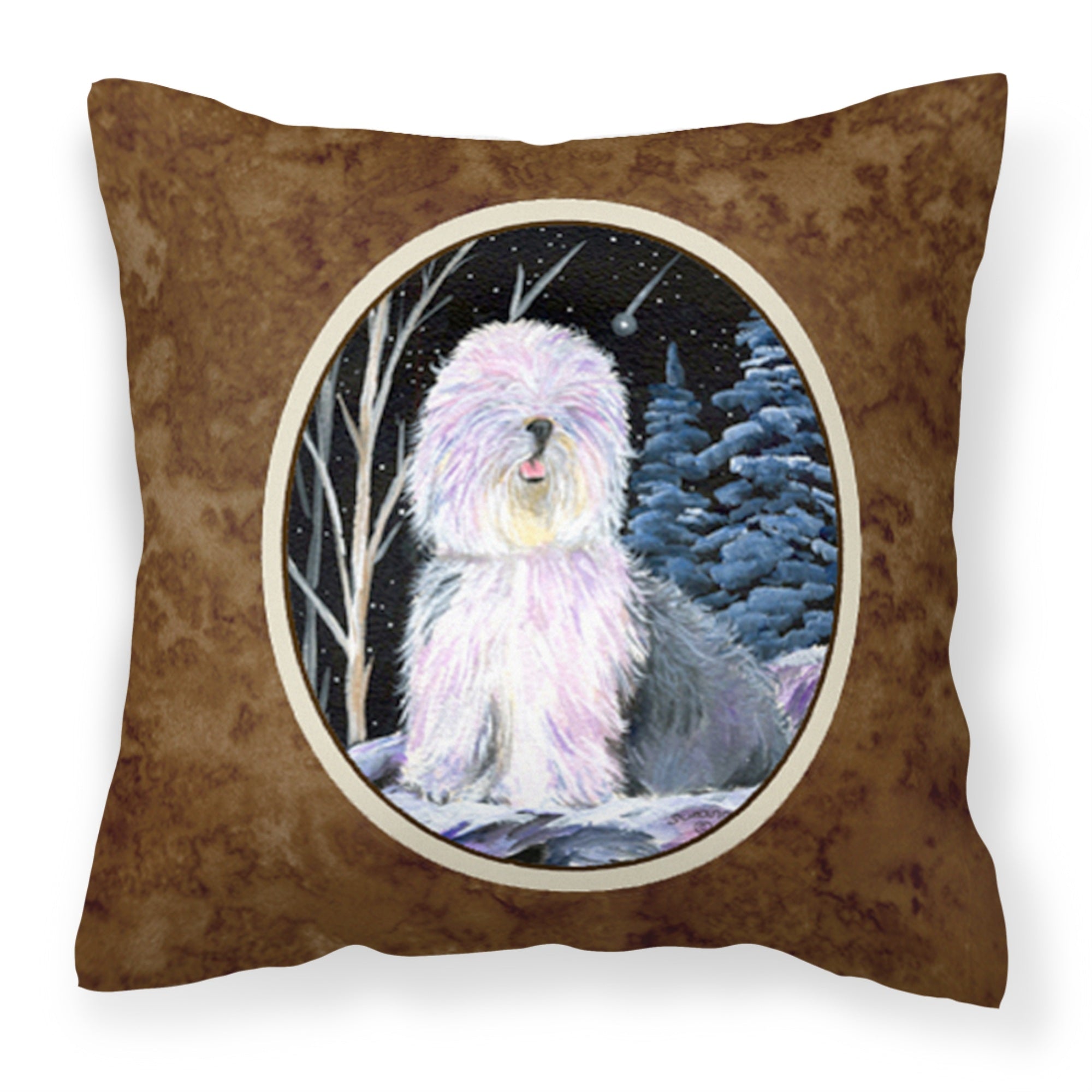 Carolines Treasures SS8409PW1414 Starry Night Old English Sheepdog Fabric Pillow, Large, Multicolor