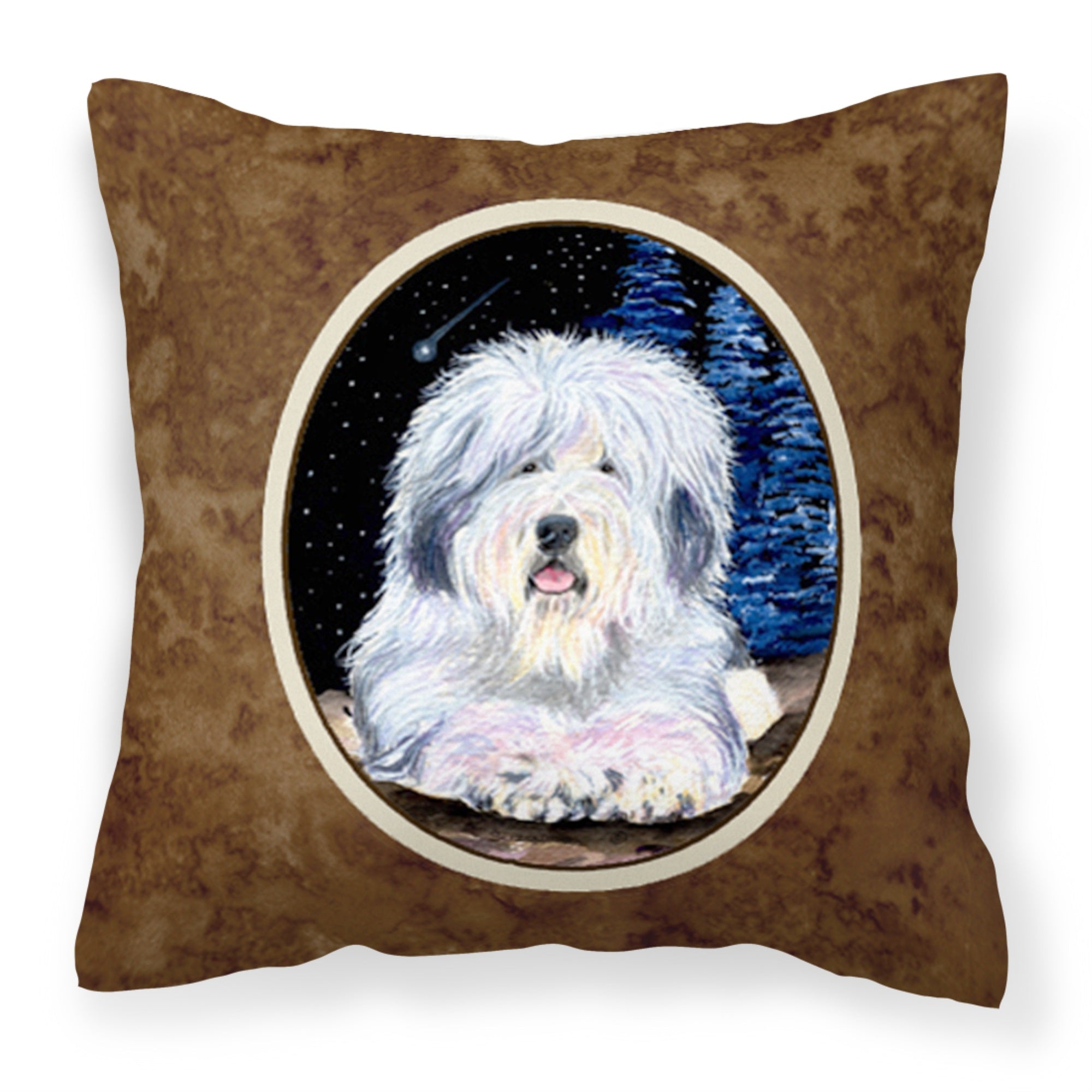 Carolines Treasures SS8443PW1414 Starry Night Old English Sheepdog Fabric Pillow, Large, Multicolor