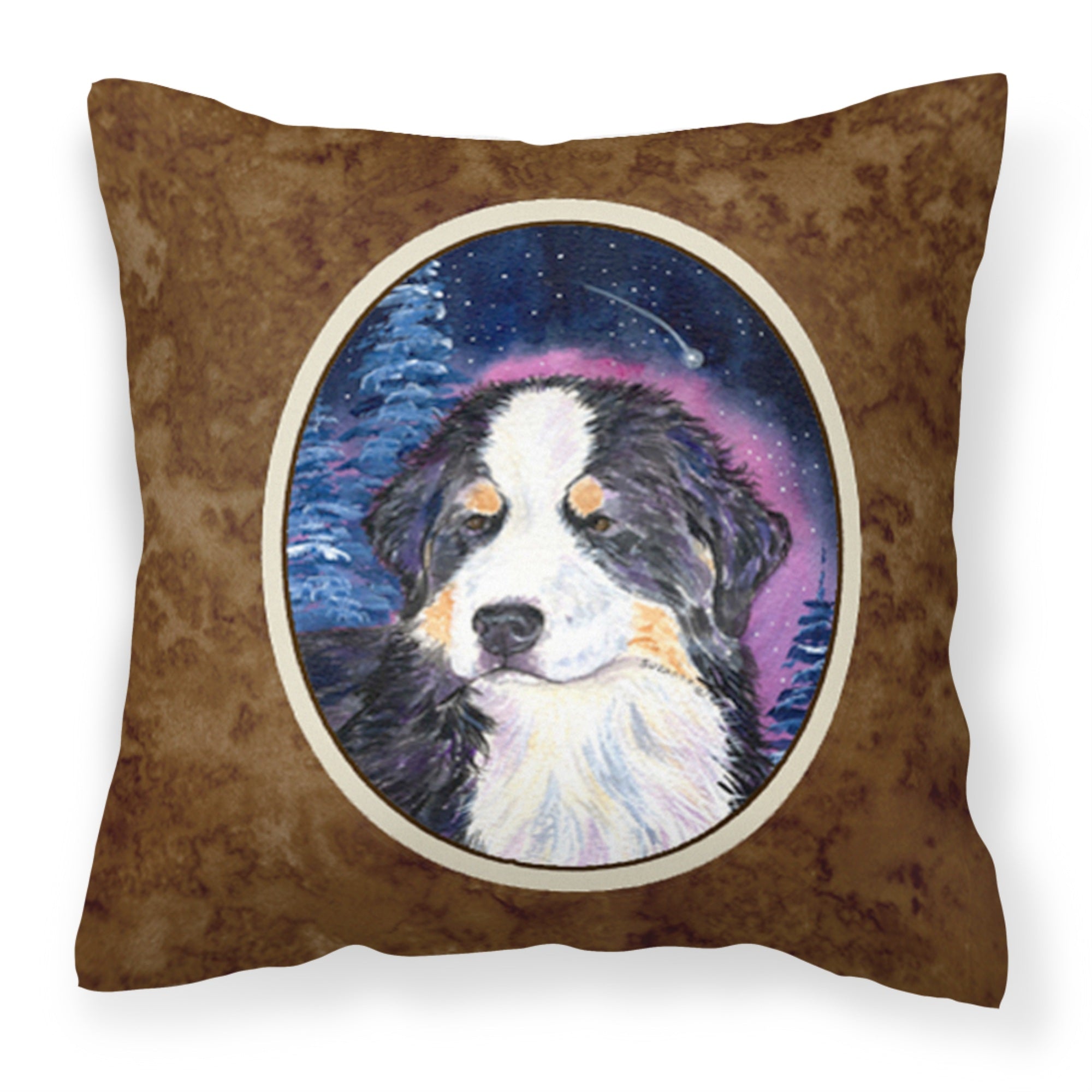 Carolines Treasures SS8446PW1414 Starry Night Bernese Mountain Dog Fabric Pillow, Large, Multicolor