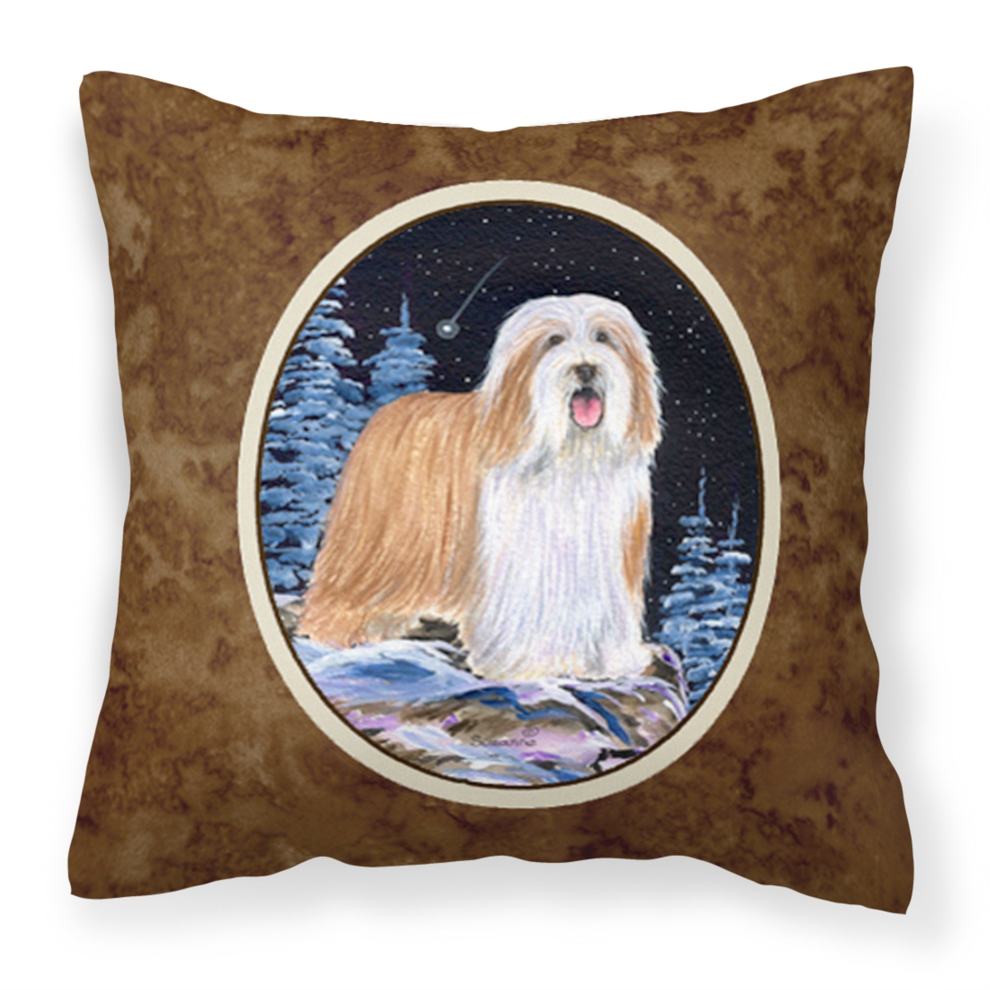 Carolines Treasures SS8451PW1414 Starry Night Bearded Collie Fabric Pillow, Large, Multicolor