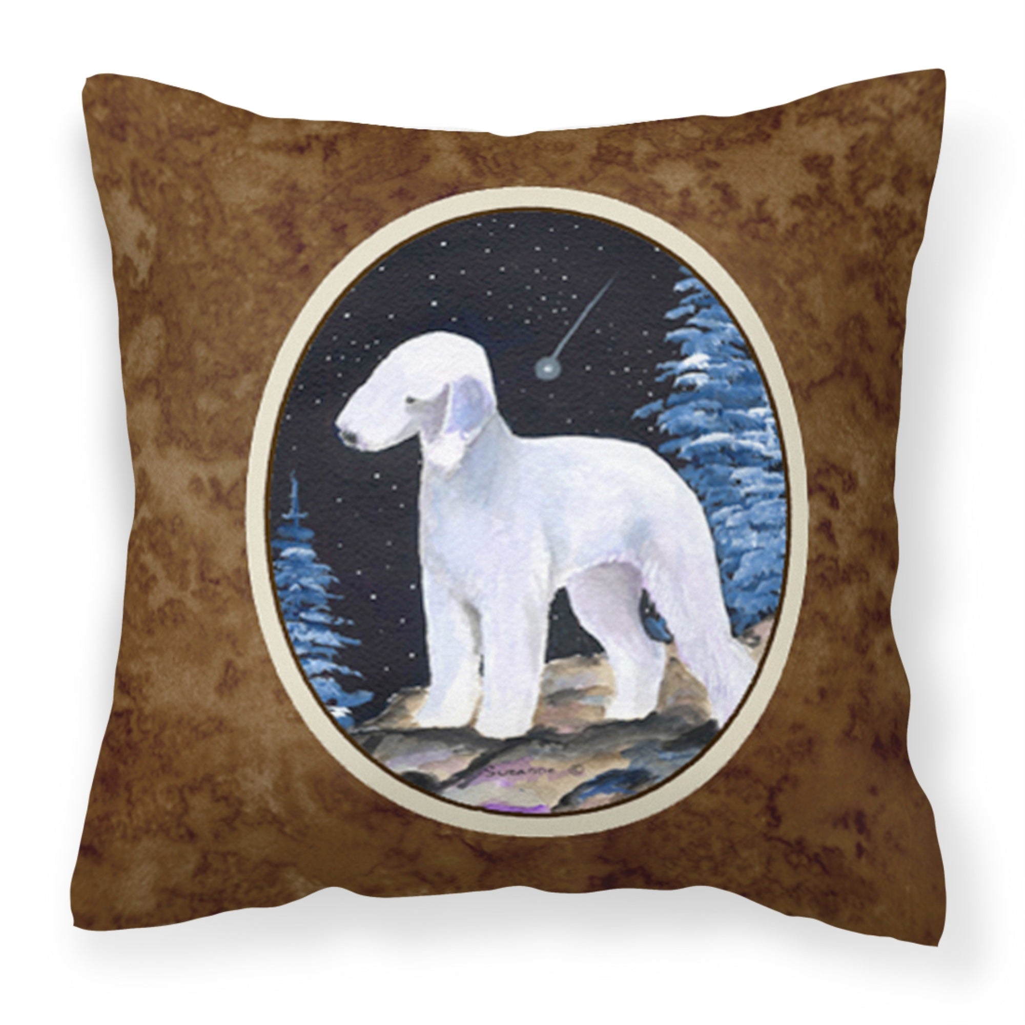 Carolines Treasures SS8455PW1414 Starry Night Bedlington Terrier Fabric Pillow, Large, Multicolor
