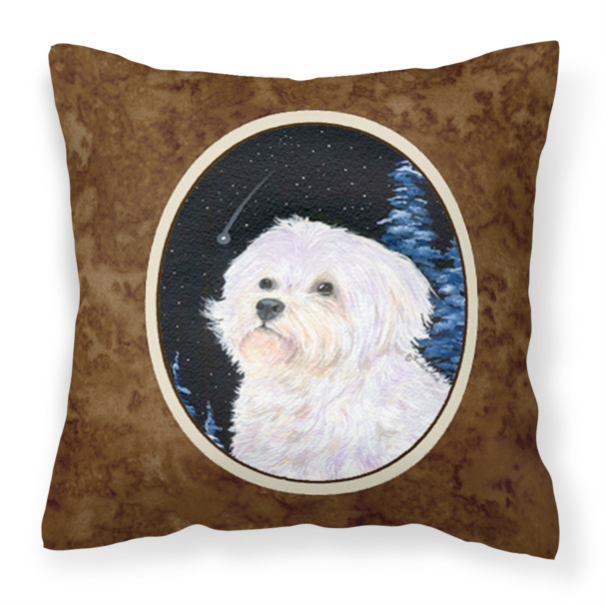 Carolines Treasures SS8461PW1414 Starry Night Maltese Decorative Canvas Fabric Pillow, Large, Multicolor
