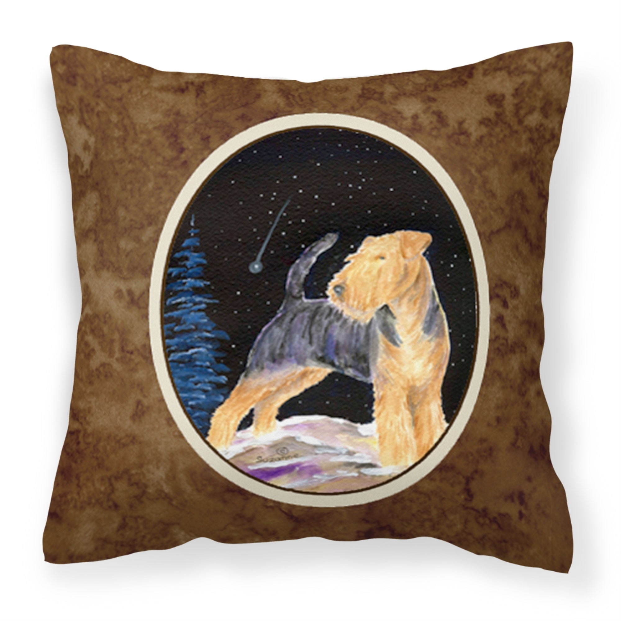 Carolines Treasures SS8464PW1414 Starry Night Welsh Terrier Fabric Pillow, Large, Multicolor
