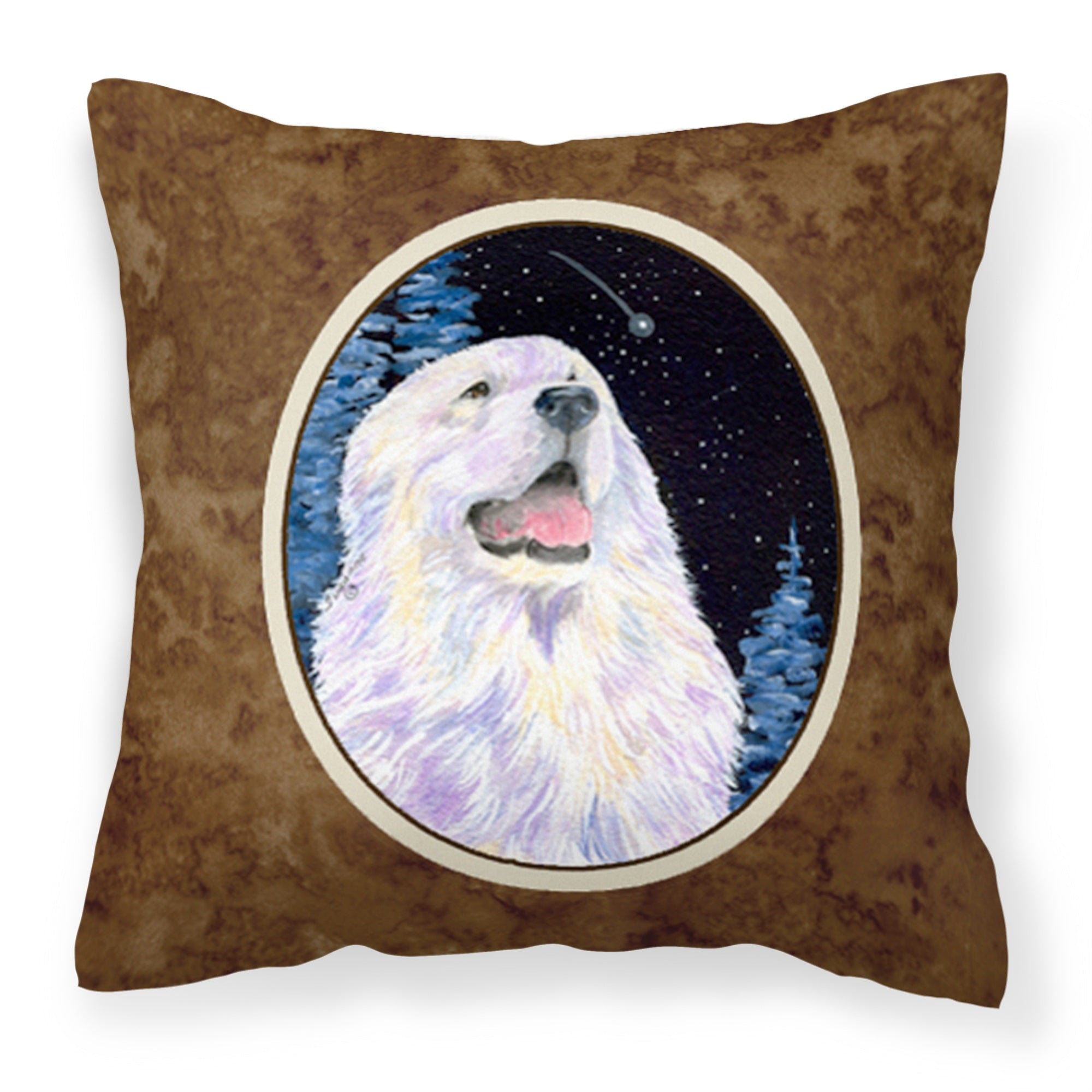 Carolines Treasures SS8466PW1414 Starry Night Great Pyrenees Fabric Pillow, Large, Multicolor