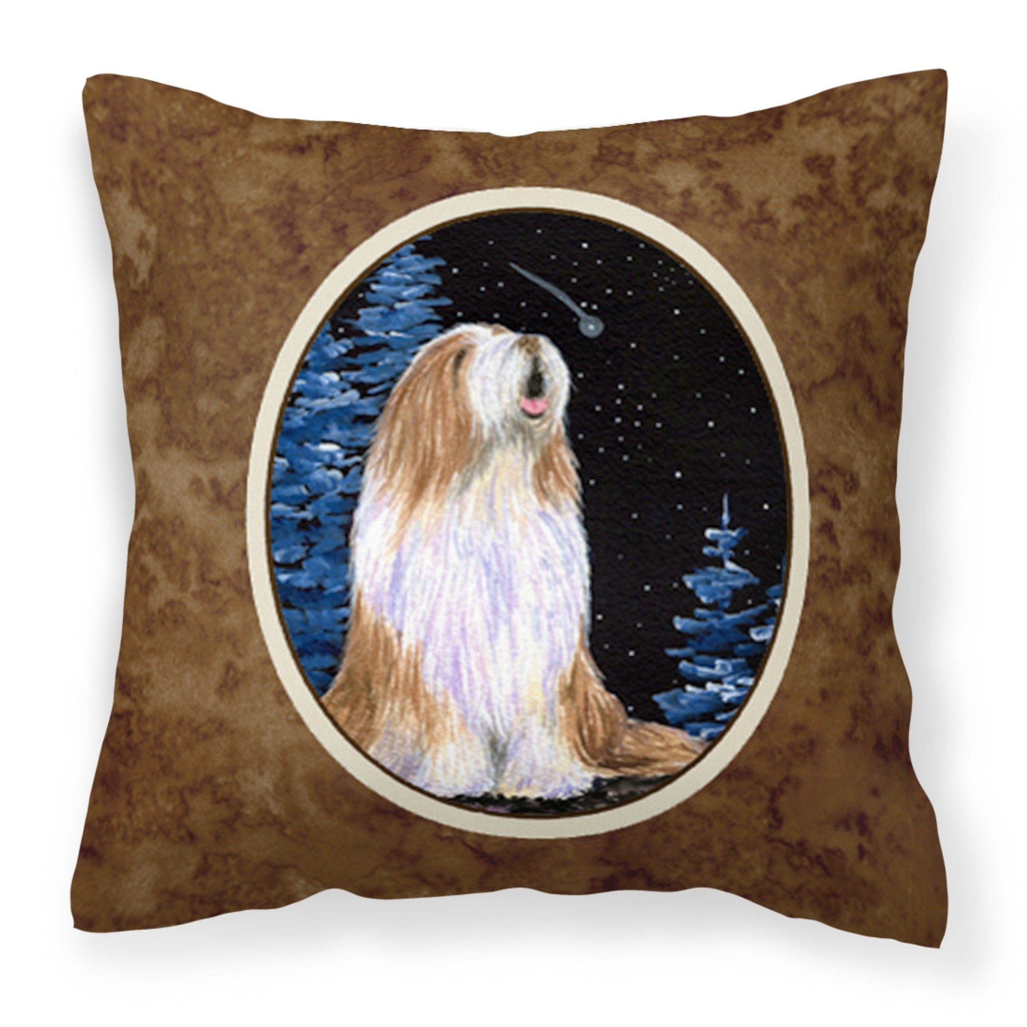 Carolines Treasures SS8467PW1414 Starry Night Bearded Collie Fabric Pillow, Large, Multicolor