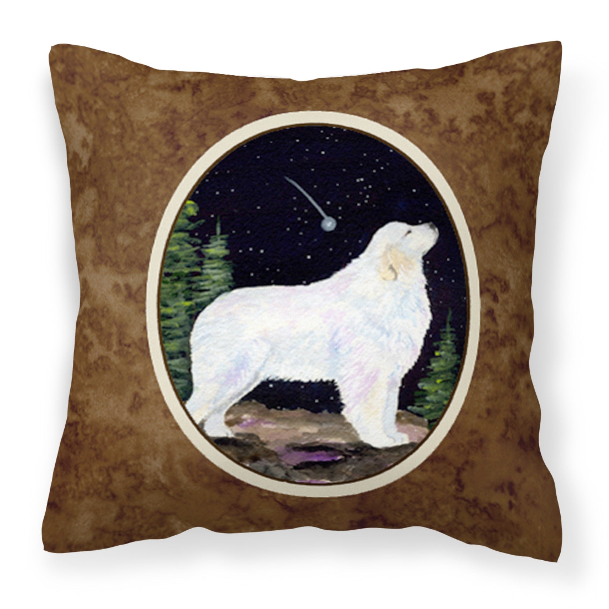Carolines Treasures SS8471PW1414 Starry Night Great Pyrenees Fabric Pillow, Large, Multicolor