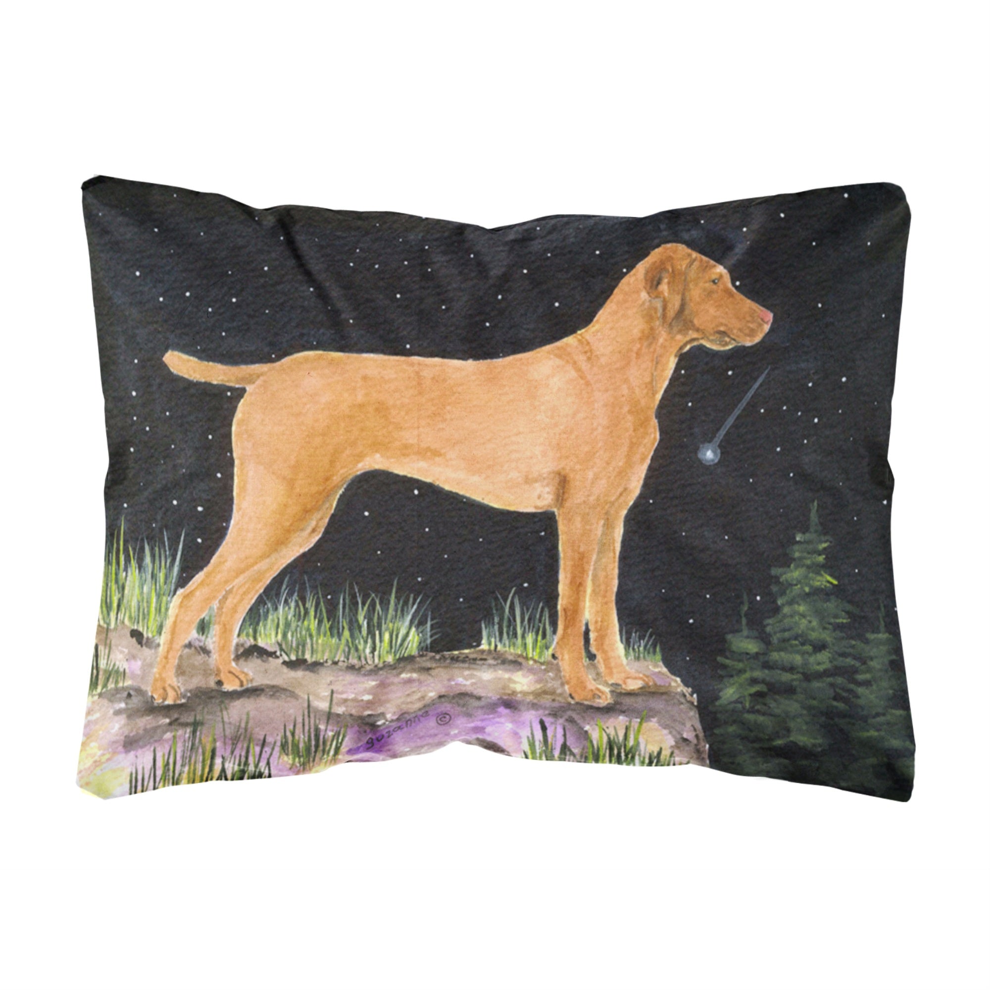 Carolines Treasures Starry Night Vizsla Decorative Canvas Fabric Pillow, 12Hx16W, Multicolor
