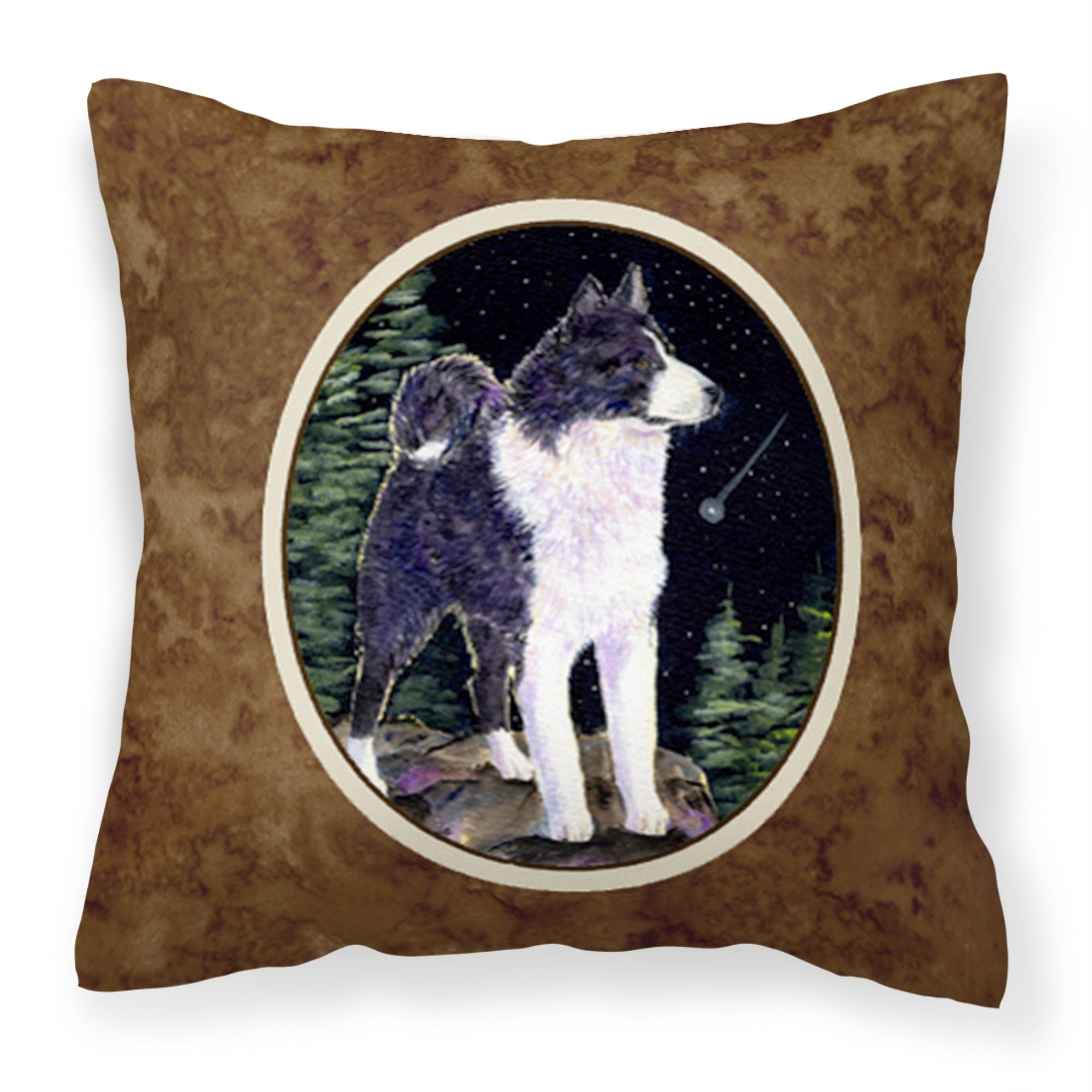 Carolines Treasures SS8483PW1414 Starry Night Karelian Bear Dog Fabric Pillow, Large, Multicolor