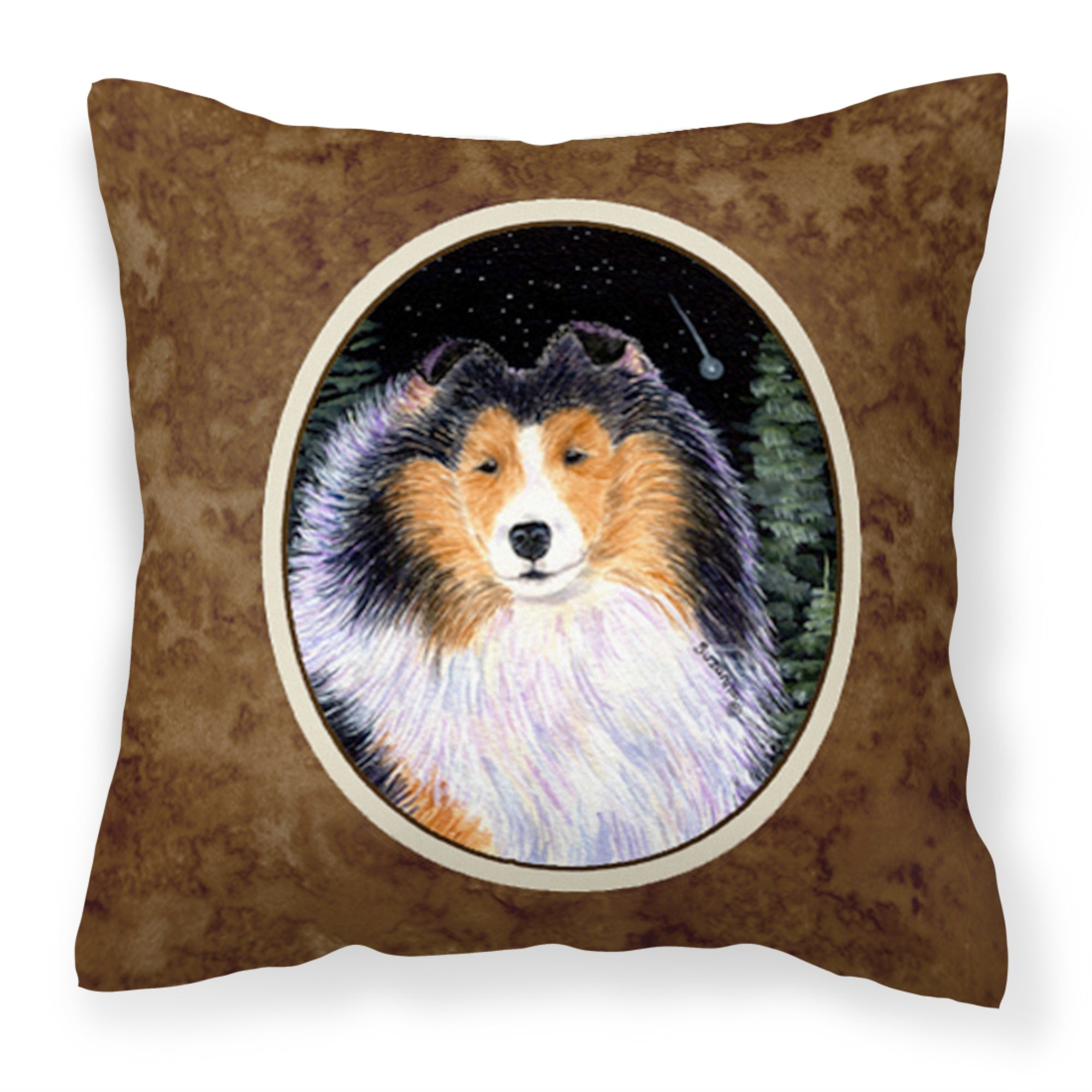 Carolines Treasures SS8491PW1414 Starry Night Collie Decorative Canvas Fabric Pillow, Large, Multicolor