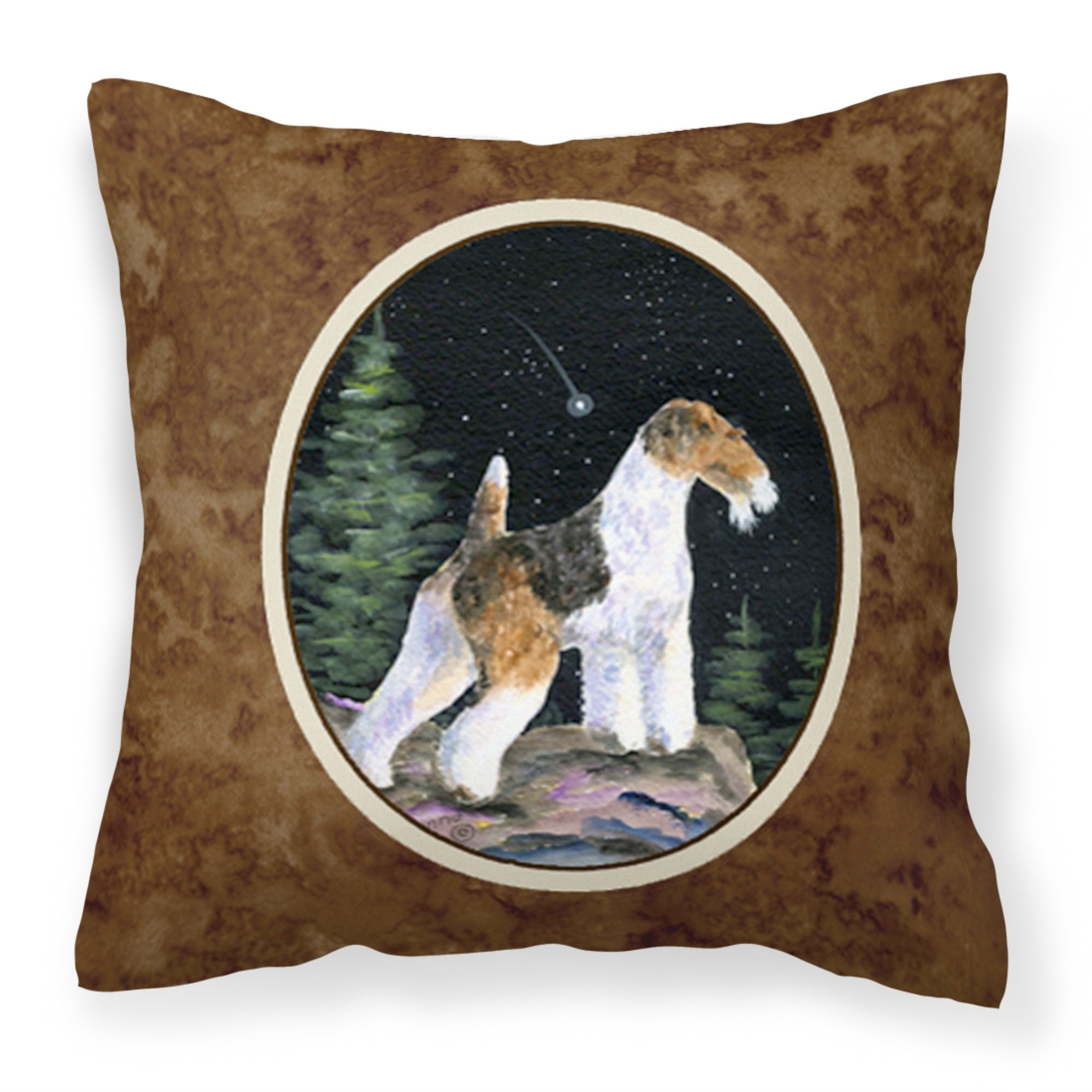 Carolines Treasures SS8500PW1414 Starry Night Fox Terrier Decorative Canvas Fabric Pillow, Large, Multicolor