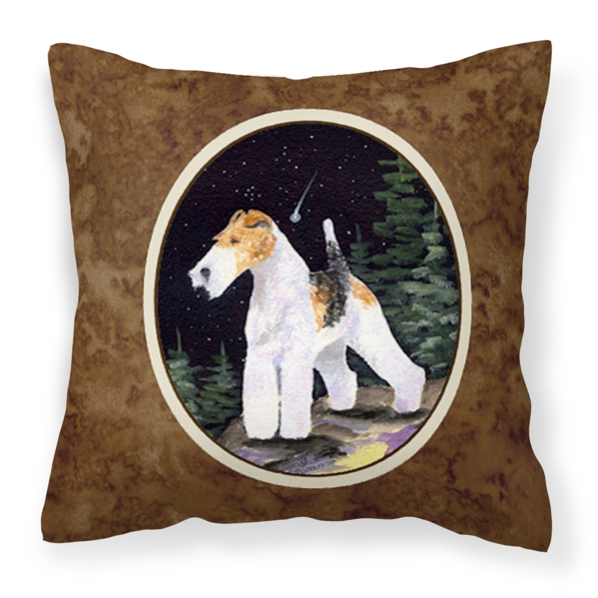 Carolines Treasures SS8503PW1414 Starry Night Fox Terrier Decorative Canvas Fabric Pillow, Large, Multicolor