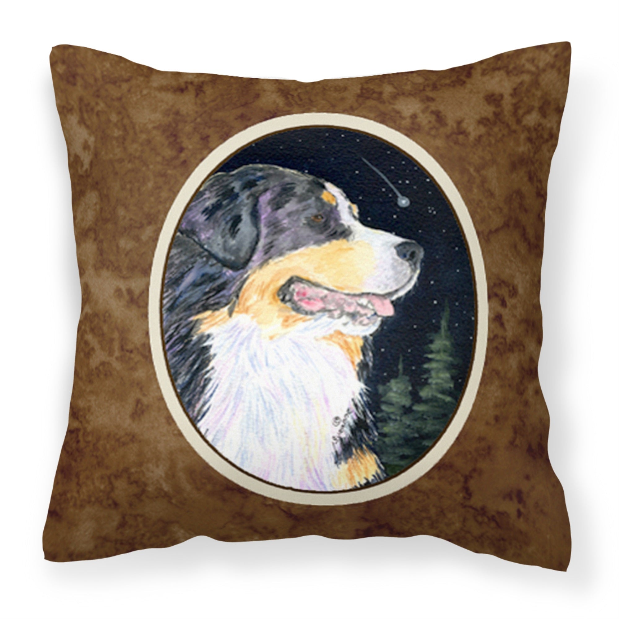 Carolines Treasures SS8512PW1414 Starry Night Bernese Mountain Dog Fabric Pillow, Large, Multicolor
