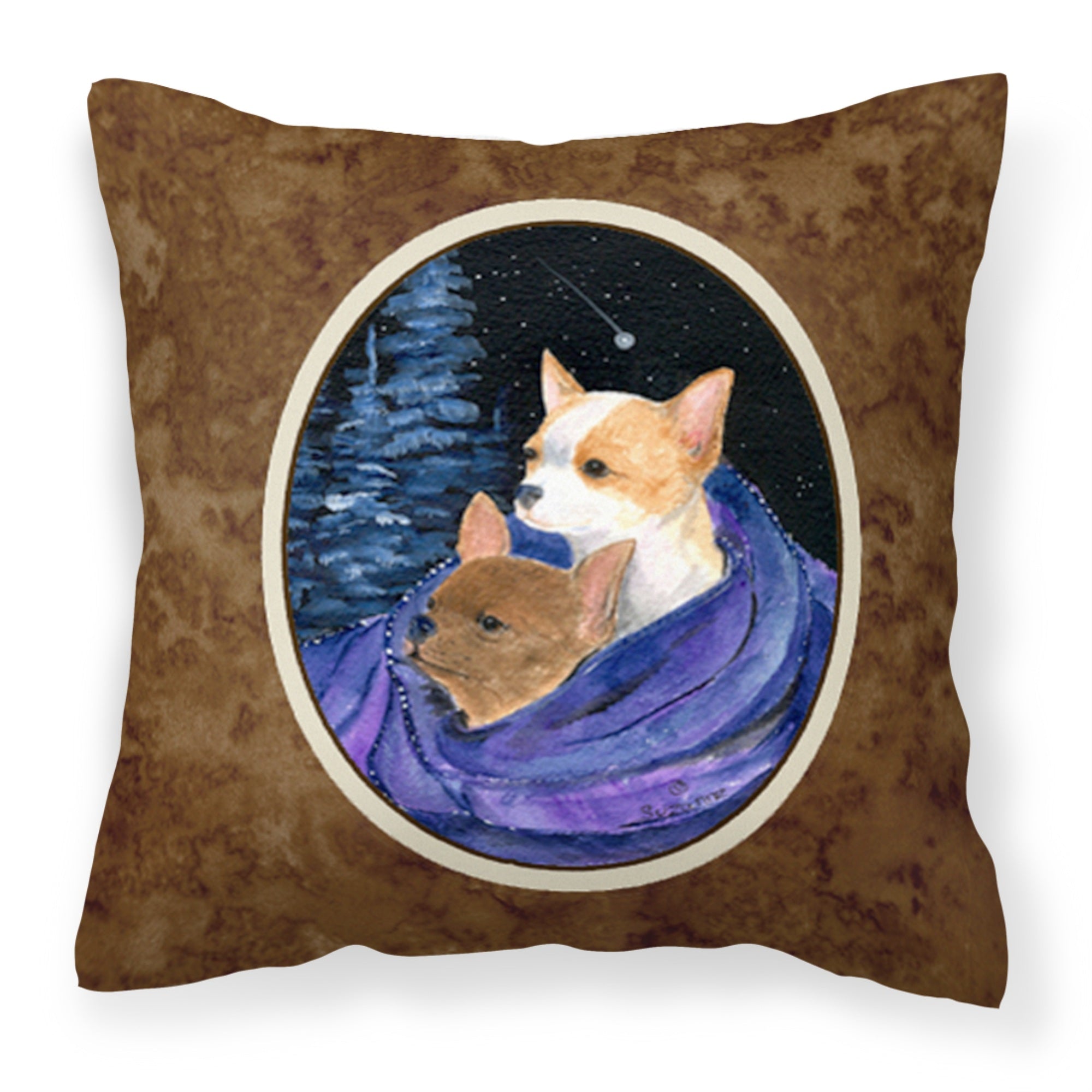 Carolines Treasures SS8513PW1414 Starry Night Chihuahua Decorative Canvas Fabric Pillow, Large, Multicolor